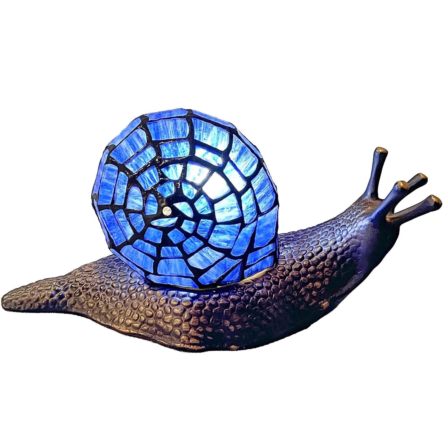 Bieye L10983 Land Snail Tiffany Style Stained Glass Accent Table Lamp ...