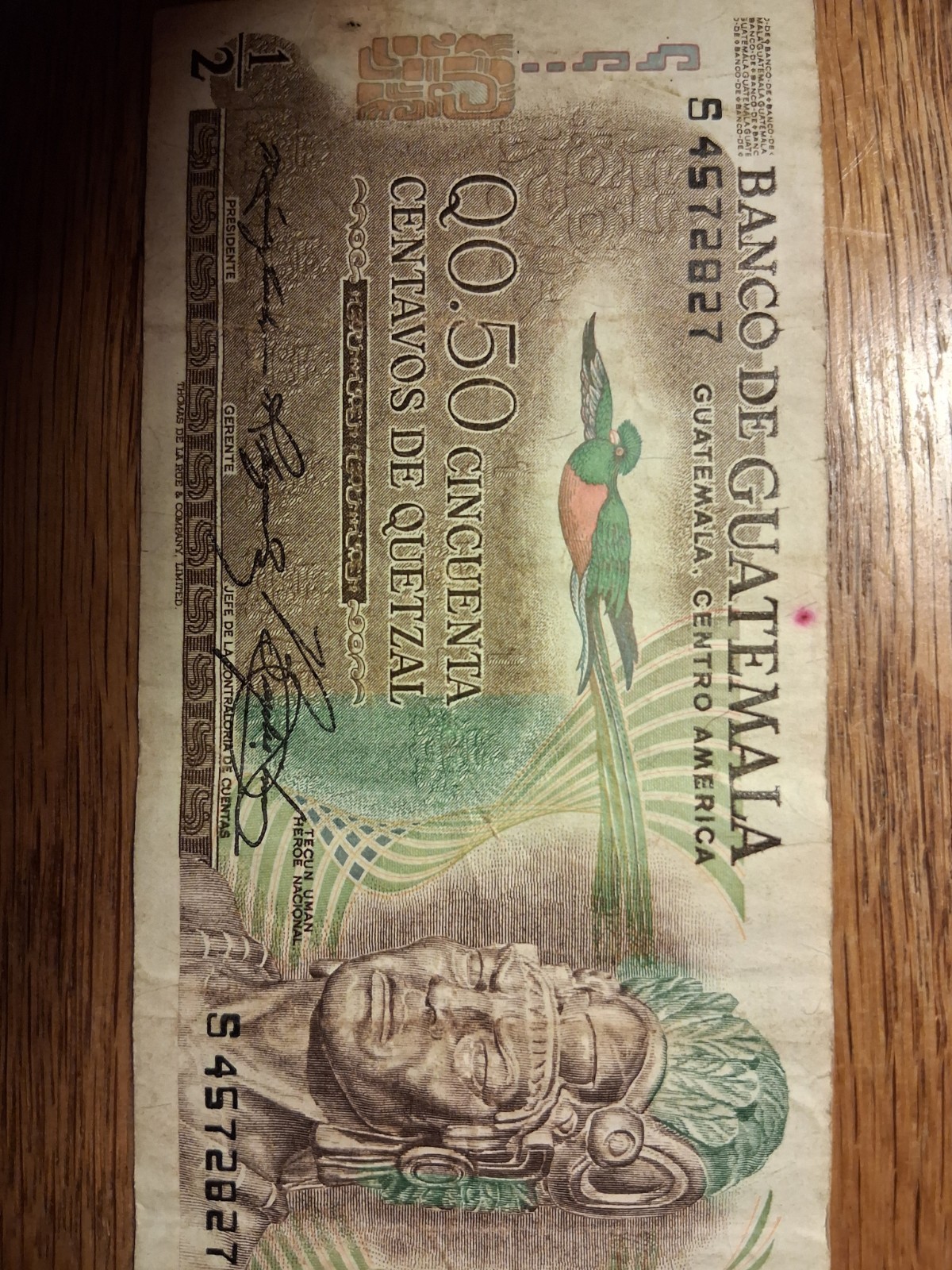 Q0.50 CINCUENTA CENTAVOS DE QUETZAL NOTE 