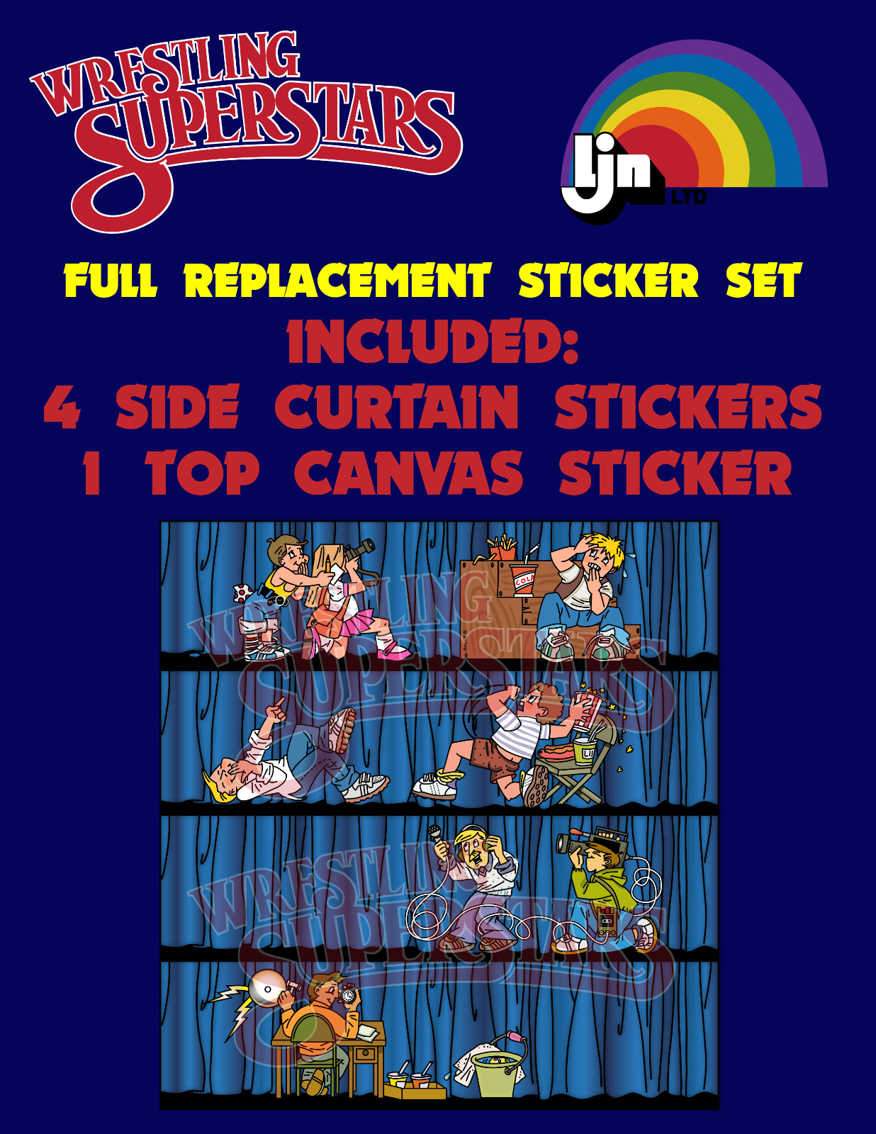 FULL Replacement Sticker Set for LJN Wrestling Superstars Ring - WWE WWF