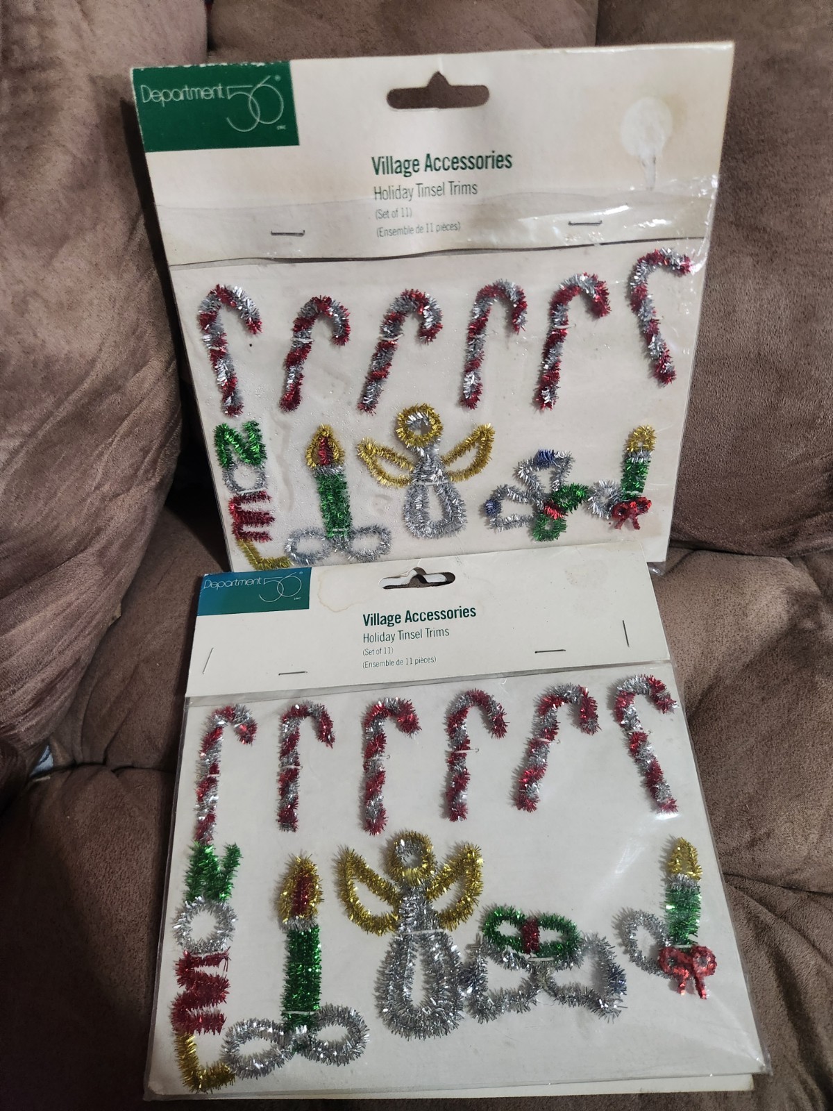 Vintage Dept 56 Village Accessories Holiday Tinsel Trims 2 Lot 1998 Retired Vintage Dept 56 Village Accessories Holiday Tinsel Trims 2 Lot 1998 Retired