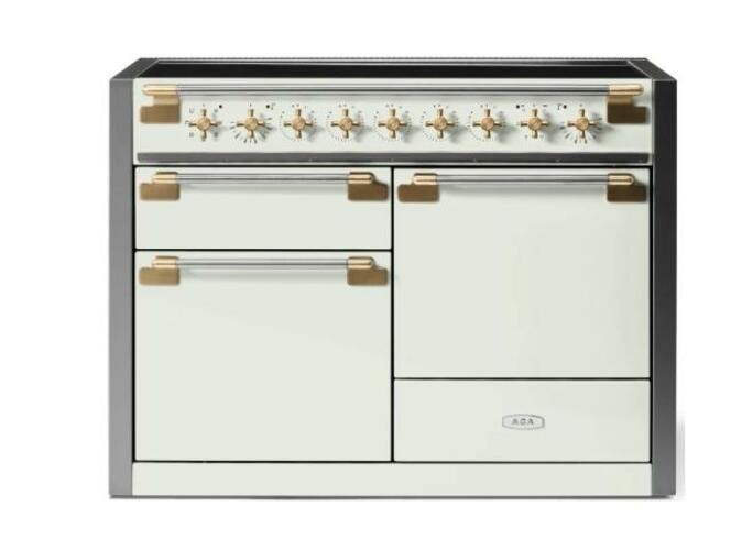 AGA Elise AEL481INABWHT 48 Inch Free Standing Induction Range,White/Brass *NEW*