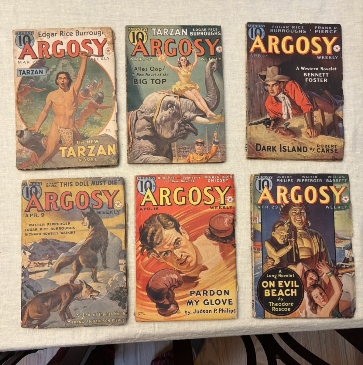 Red Star of Tarzan, Argosy - 1938 - Weissmuller cover - Edgar Rice Burroughs