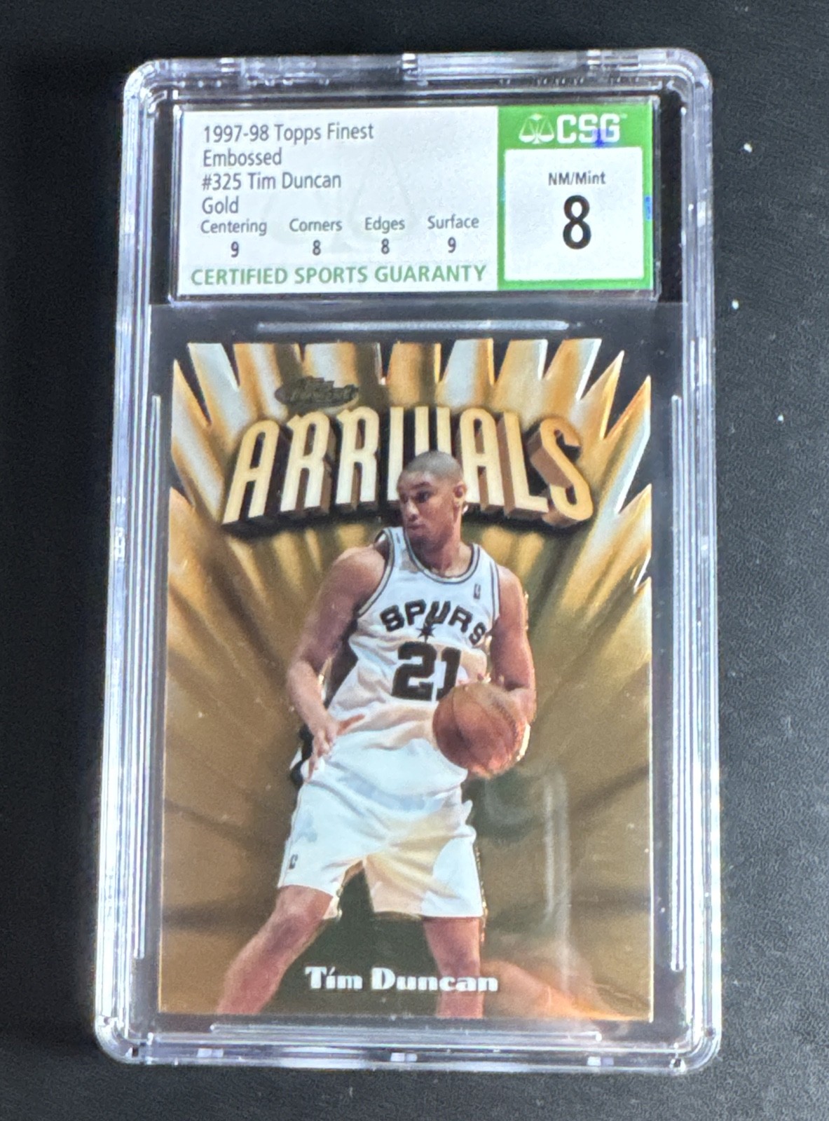1997-98 Topps Finest - Rare Gold Tim Duncan #325 Embossed (RC) 1997-98 Topps Finest - Rare Gold Tim Duncan #325 Embossed (RC)