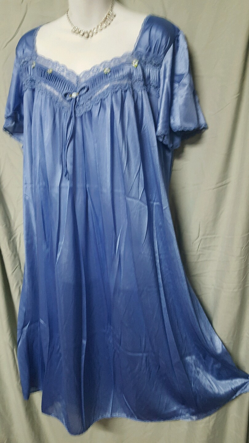 ONLY NECESSITIES BLUE SHORT SLEEVE Calf NIGHTGOWN Plus 1X 56\