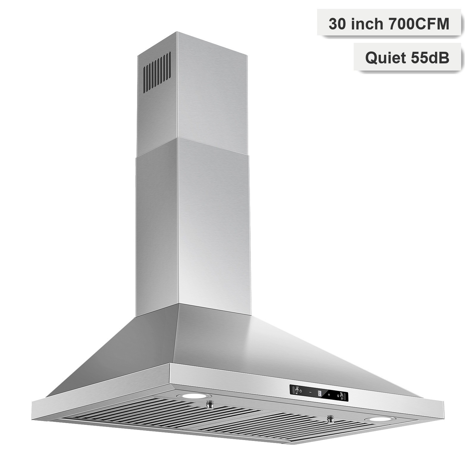30 in Wall Mount Range Hood 700 CFM Kitchen Hood Stainless Steel Stove Vent Hood