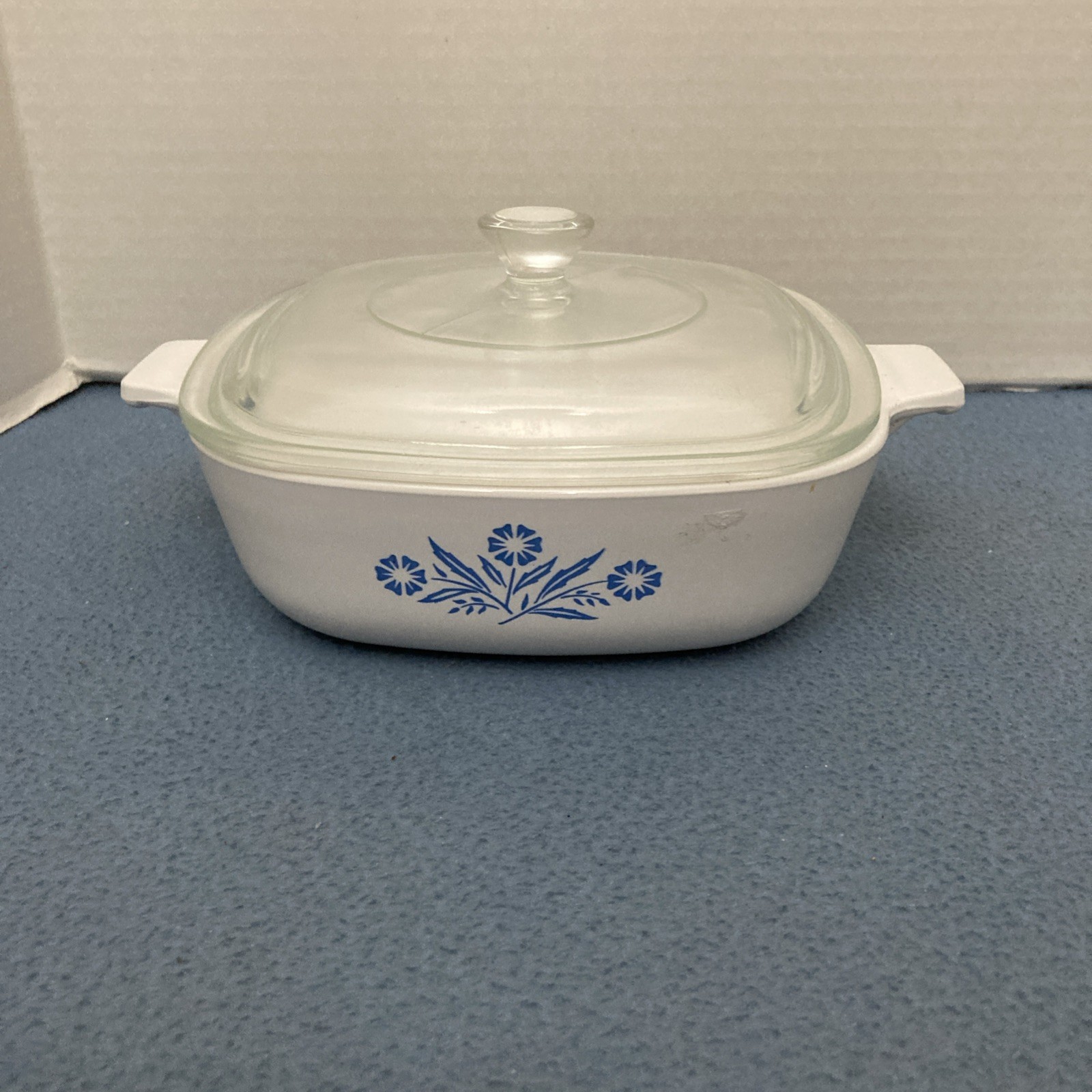 Corning Ware Blue Cornflower P-1-B 1 Quart Square Casserole w/Glass P-7-C Lid