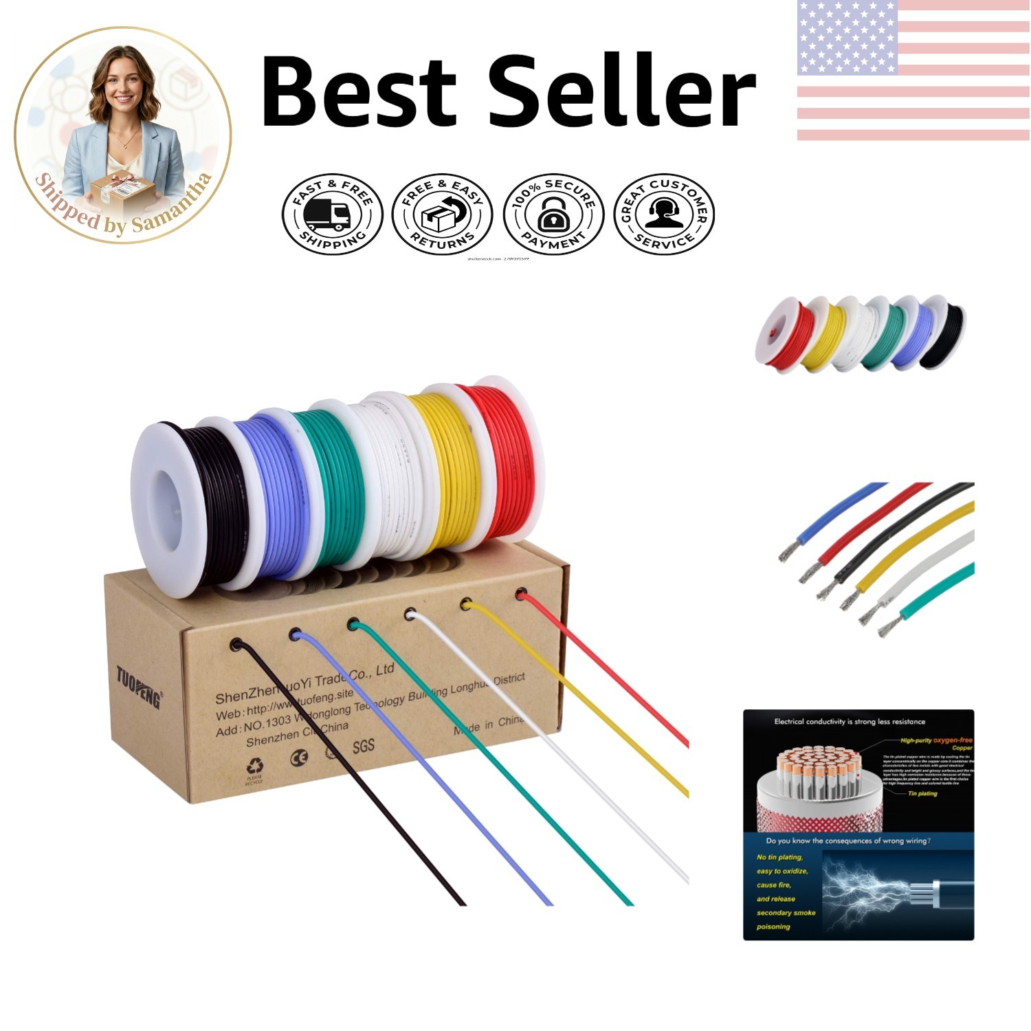 High-Temperature Resistant AWG 18 Wire Kit - 6 Colors, 600V for Various Projects