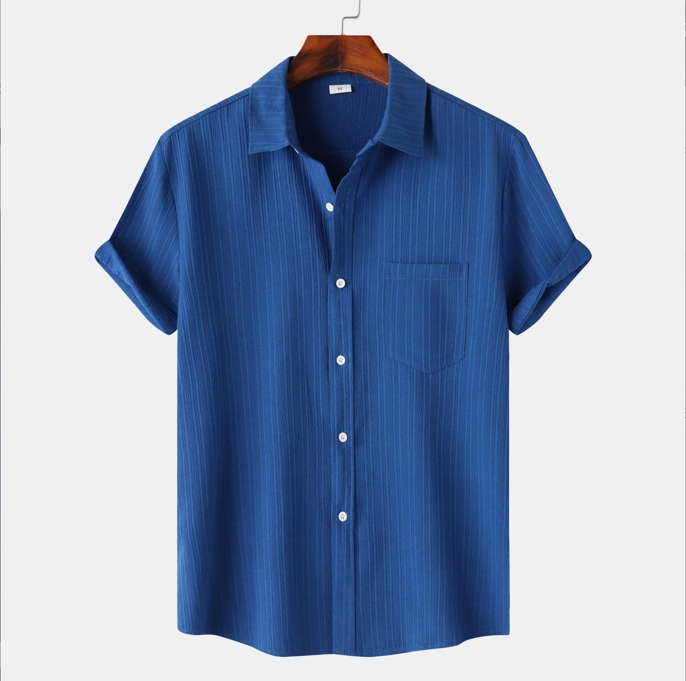 Men's Solid Striped Shirt Bamboo Silk Casual Summer Beach Fashion Top Tee Gift