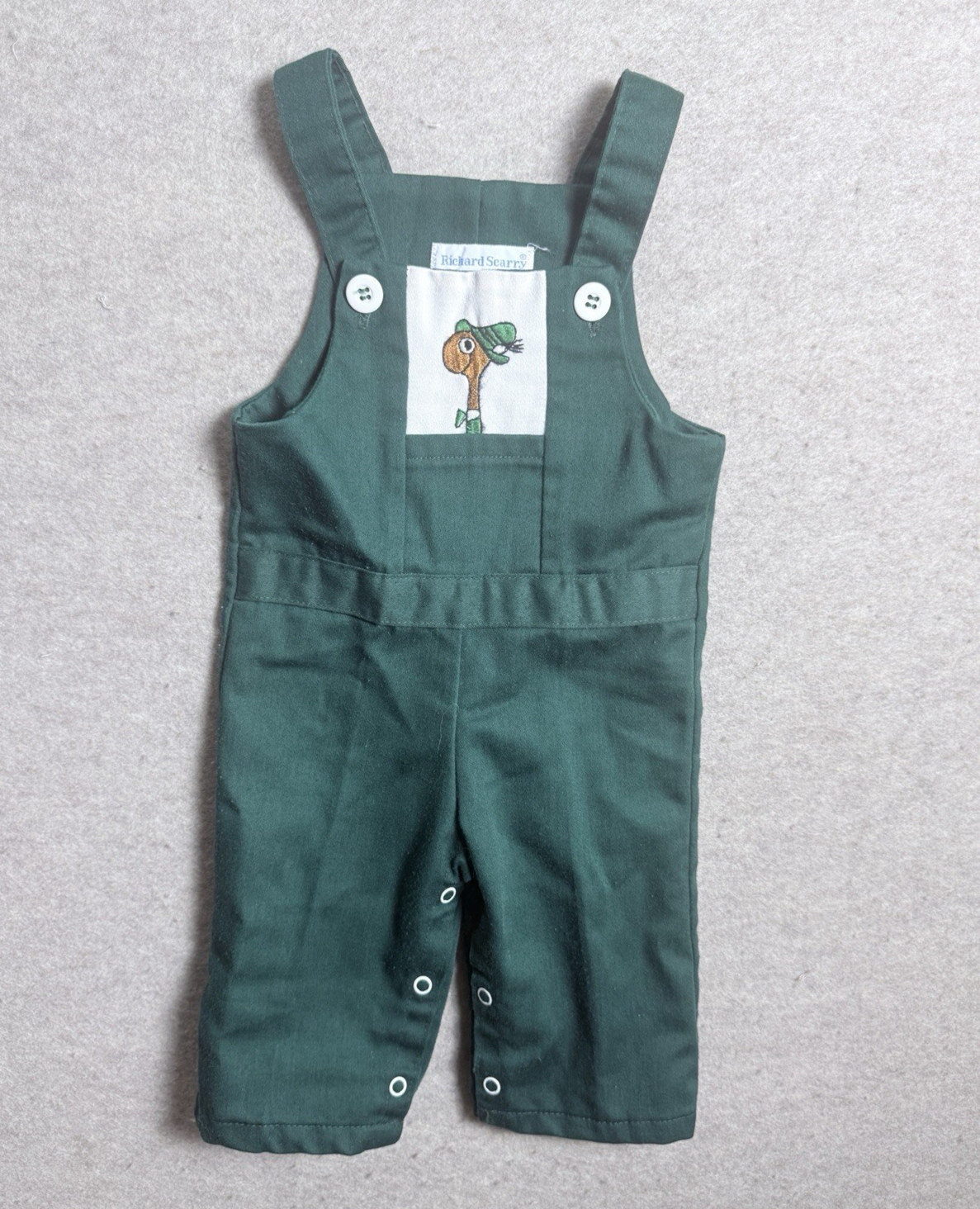 Richard Scarry Donmoor 12 Mo Lowly Worm Overalls Green 19-22 lbs Vtg 1970s Richard Scarry Donmoor 12 Mo Lowly Worm Overalls Green 19-22 lbs Vtg 1970s