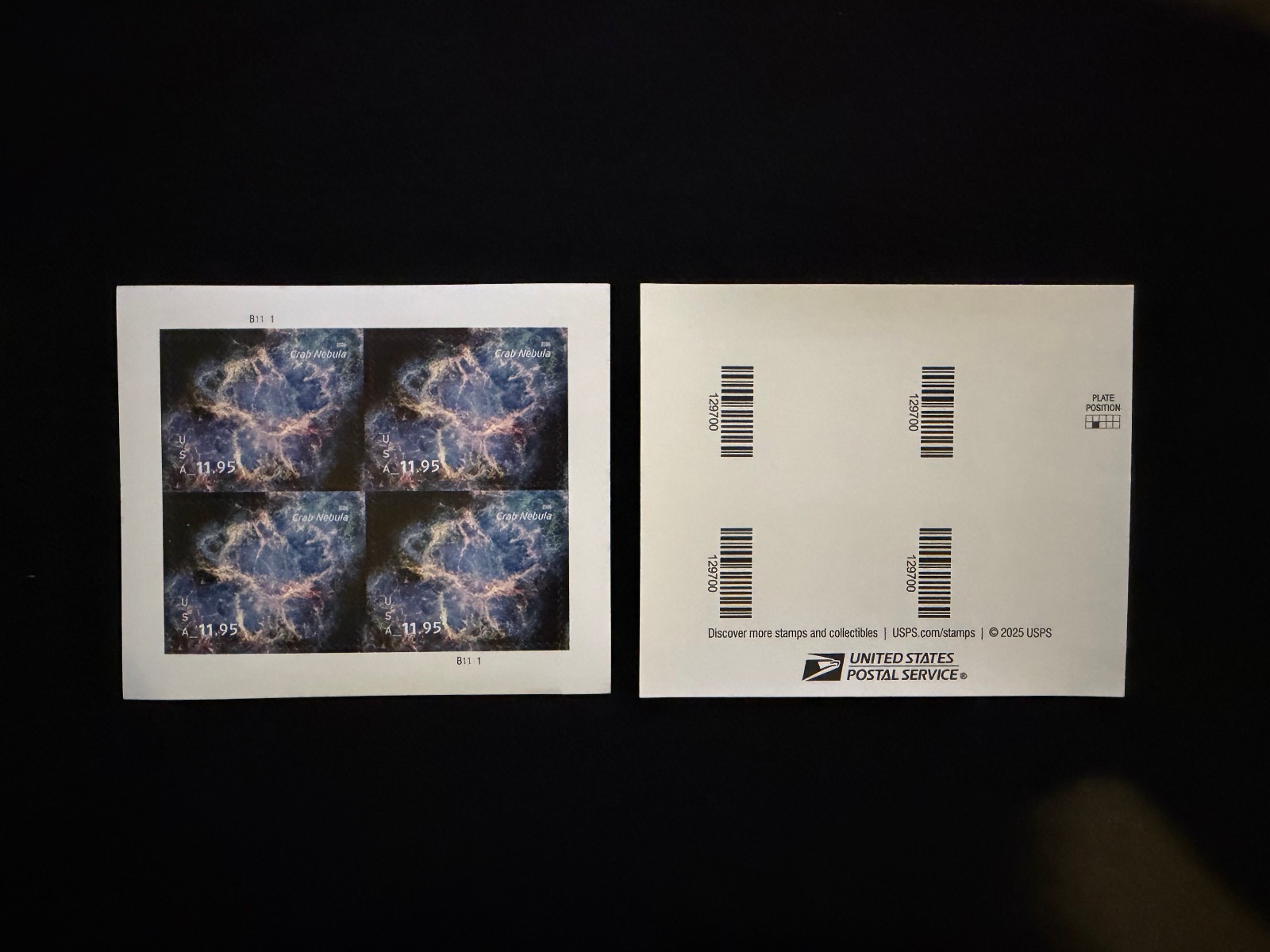 Crab Nebula Priority Mail Stamps - Sheet of 4, Unused