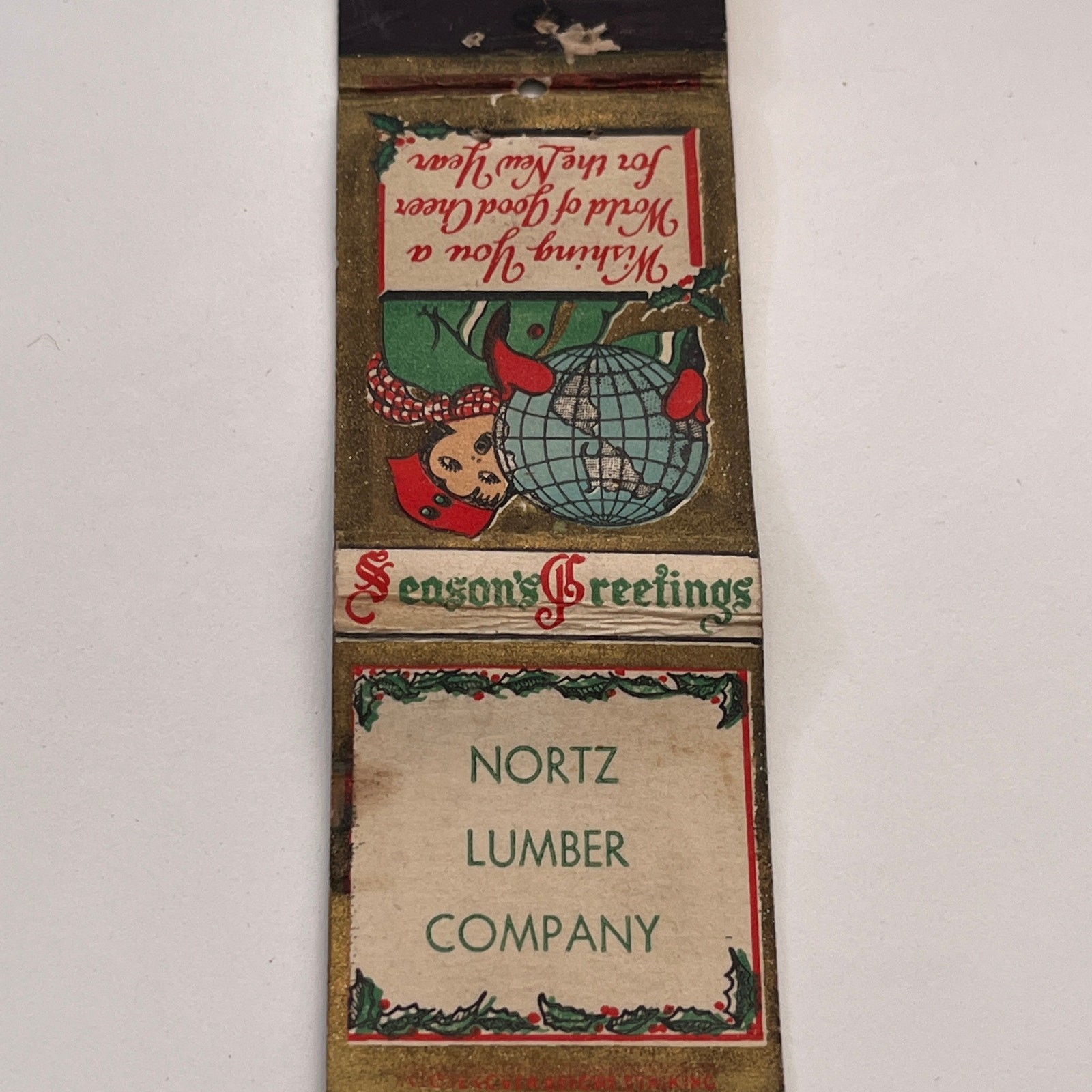 Nortz Lumber Company Christmas Vintage Matchbook Cover MM3-1