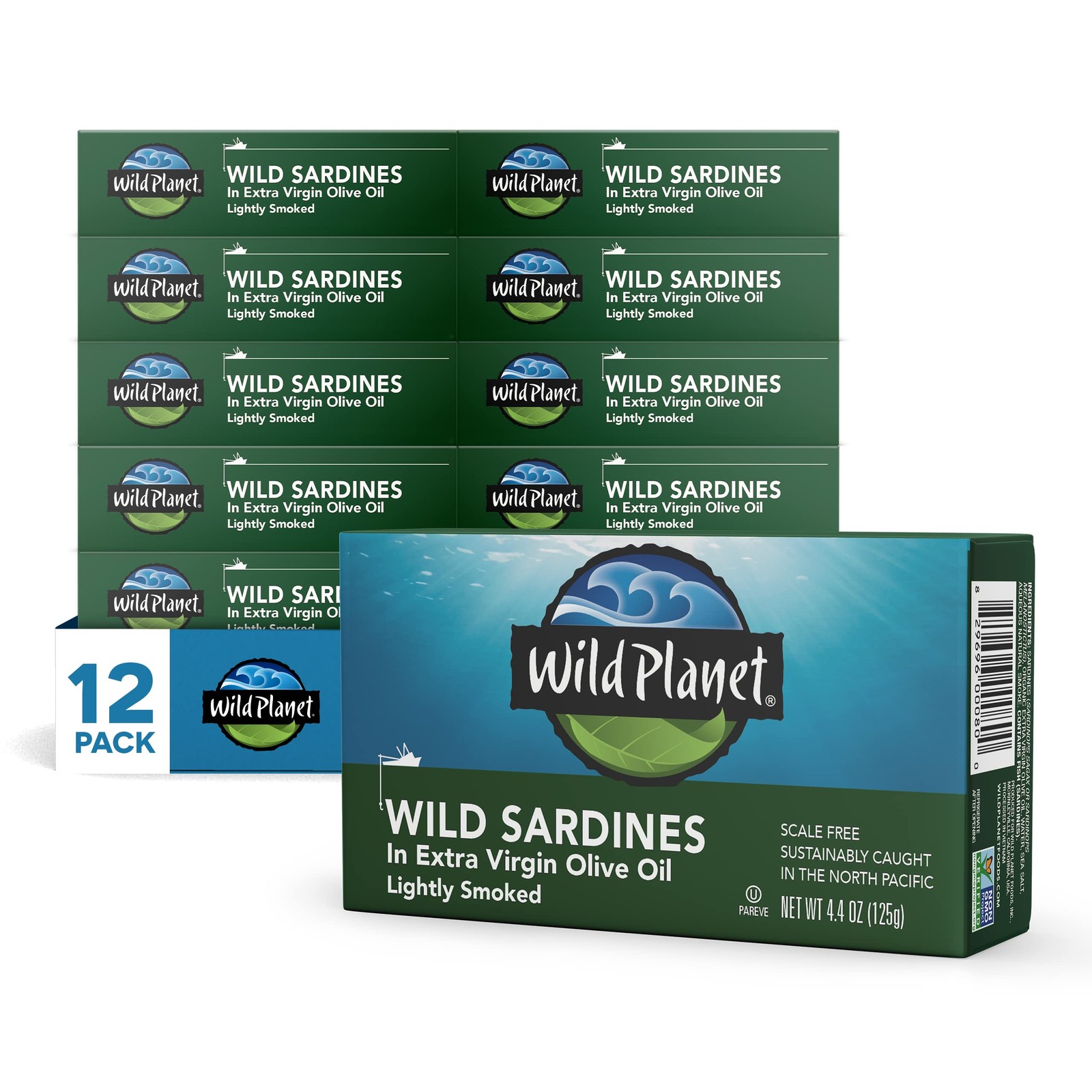 Wild Planet Wild Sardines in Extra Virgin Olive Oil with skin bones 12 Cans Wild Planet Wild Sardines in Extra Virgin Olive Oil with skin bones 12 Cans