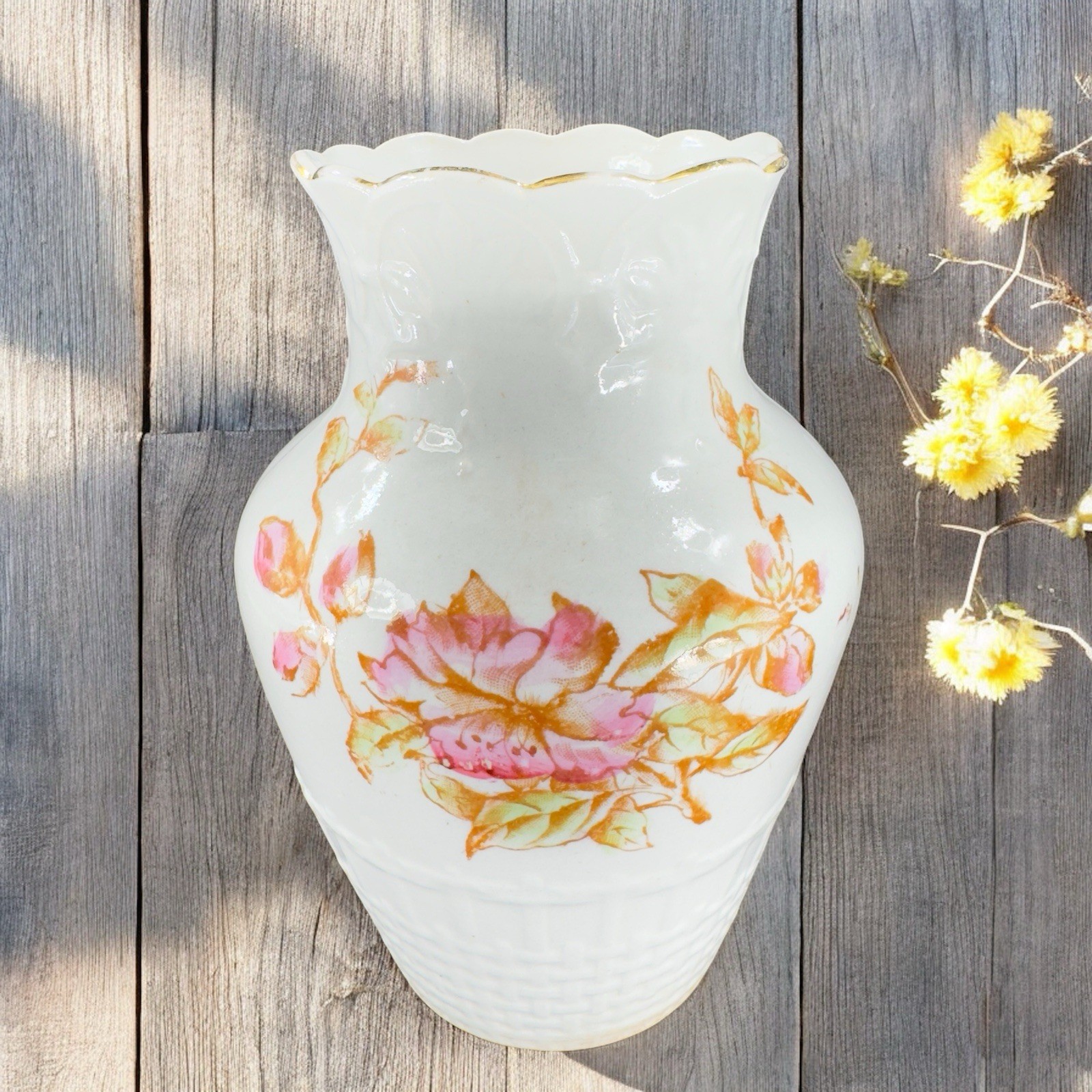 Antique Imperial Porcelain Warranted Vase Vessel Painted Flower Pattern Vintage Antique Imperial Porcelain Warranted Vase Vessel Painted Flower Pattern Vintage