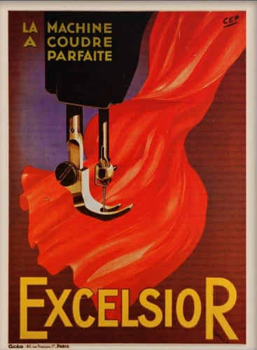 Excelsior Vintage Sewing Machine Advertisement Art Poster