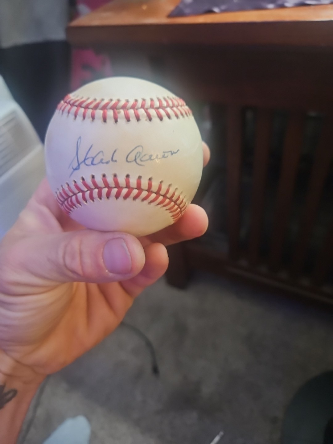 Autographed Hank Aaron Baseball Ball