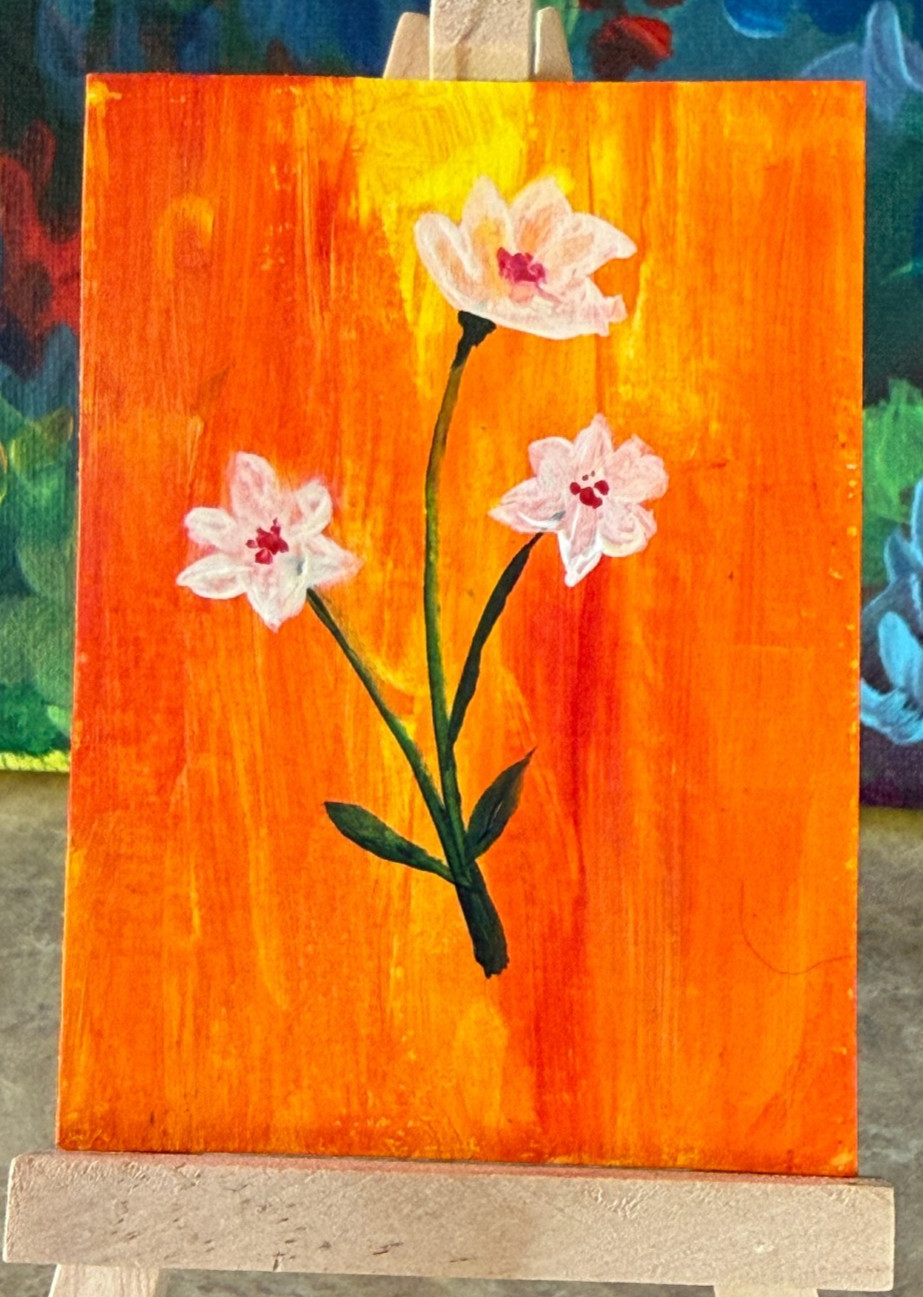 ACEO/ATC Original Acrylic Mini Flower Painting \