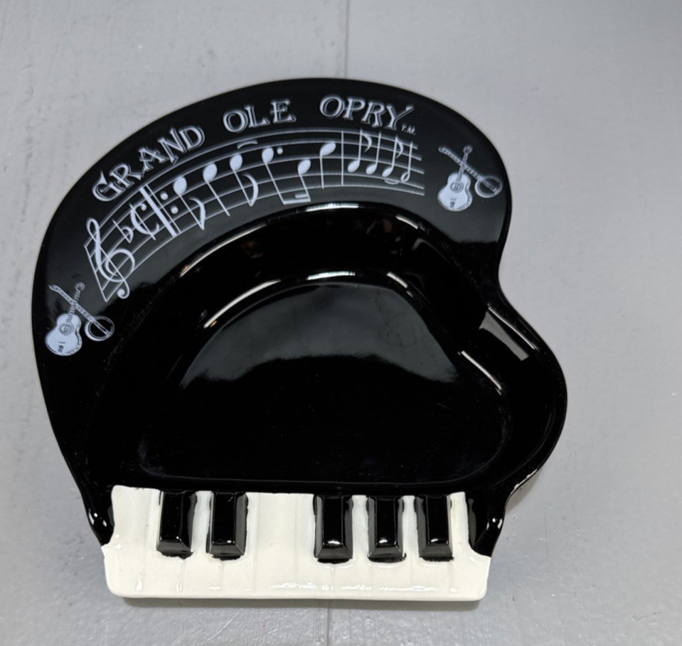 Vtg Sarsaparilla Deco Designs? Piano Ashtray 1980s Grand Ole Opry Musical Notes