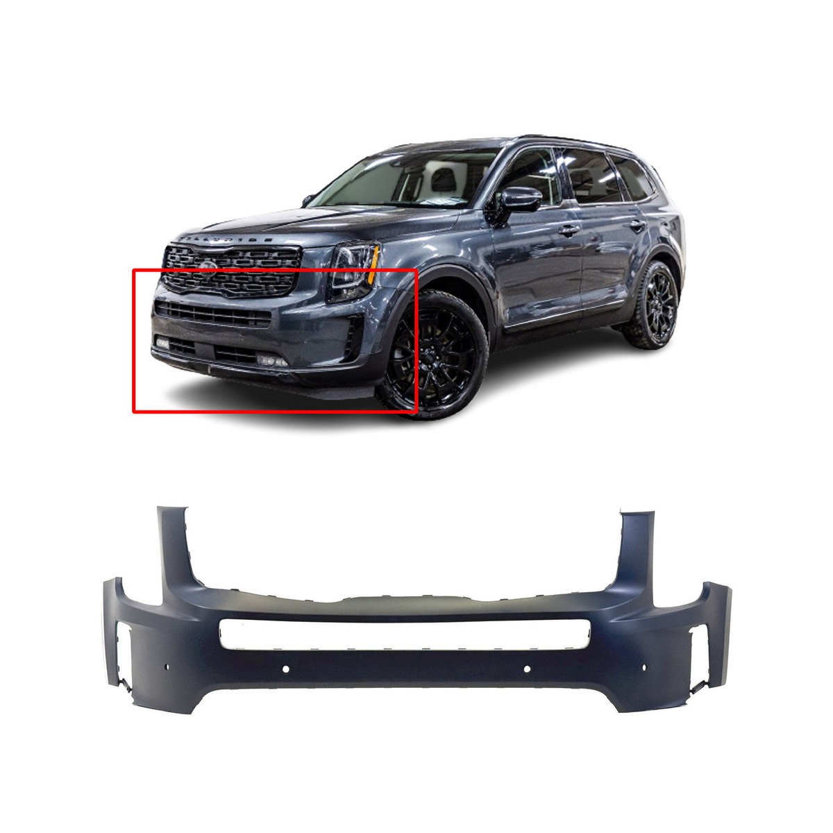 2020-2022 Kia Telluride Primed Front Upper Bumper Cover KI1014107 86510S9010
