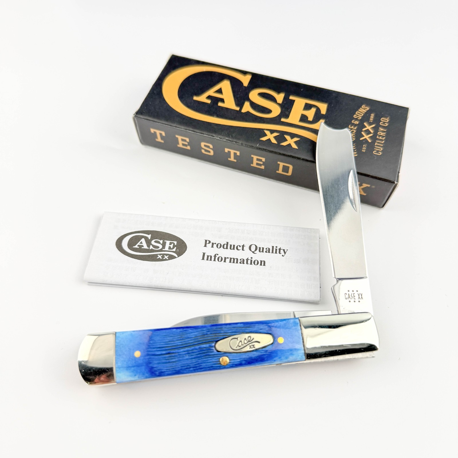 Case XX Razor 25583 Jigged Caribbean Blue Bone Handles Stainless Pocket Knife
