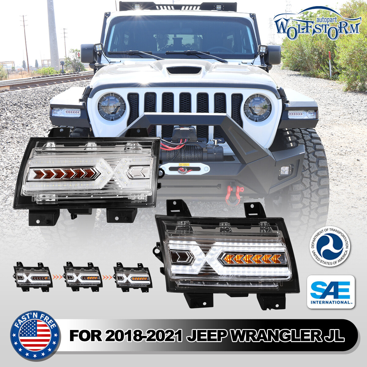LED Sequential Turn Signal For 2018-2026 Jeep Wrangler JL Gladiator JT 2Pcs Set