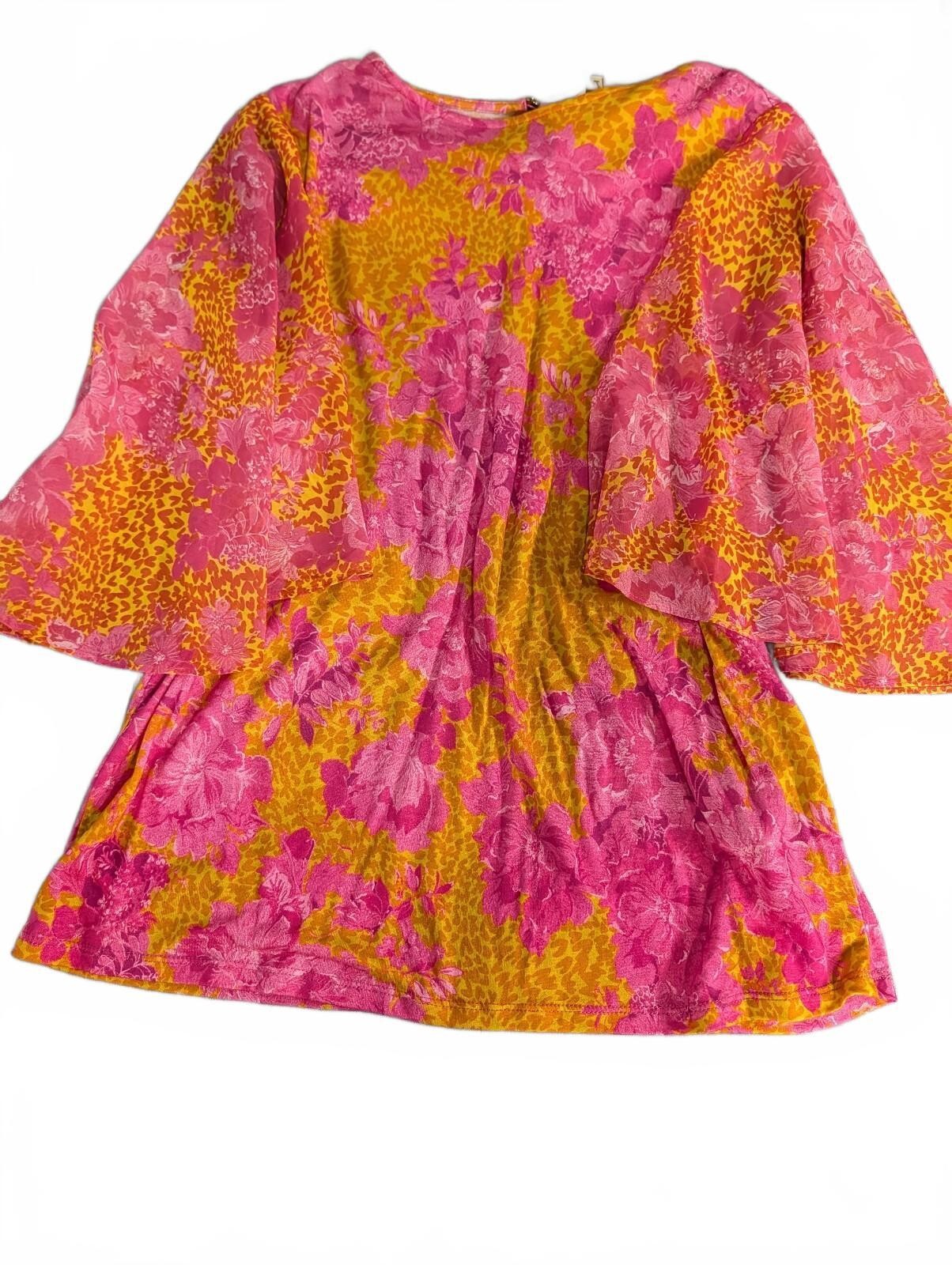 Ted Baker NWT women\'s metropolis animal print sheer sleeved vacation outfit