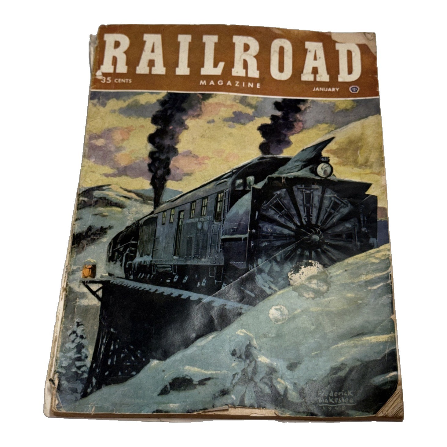 Railroad Magazine January 1949 Vintage Pulp Frederick Blakeslee Cover Art