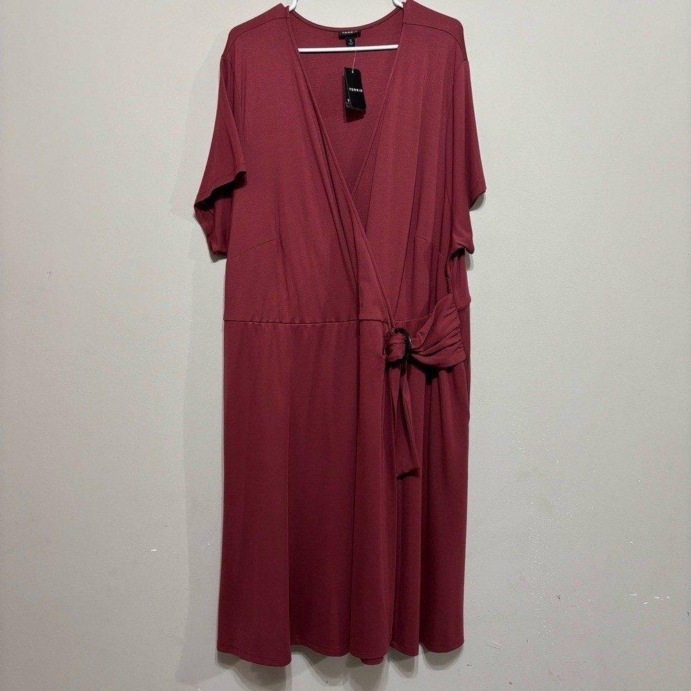 Torrid Red Ponte O Ring Surplice Wrap Midi Dress Plus Size 5 5X 28 NWT Torrid Red Ponte O Ring Surplice Wrap Midi Dress Plus Size 5 5X 28 NWT