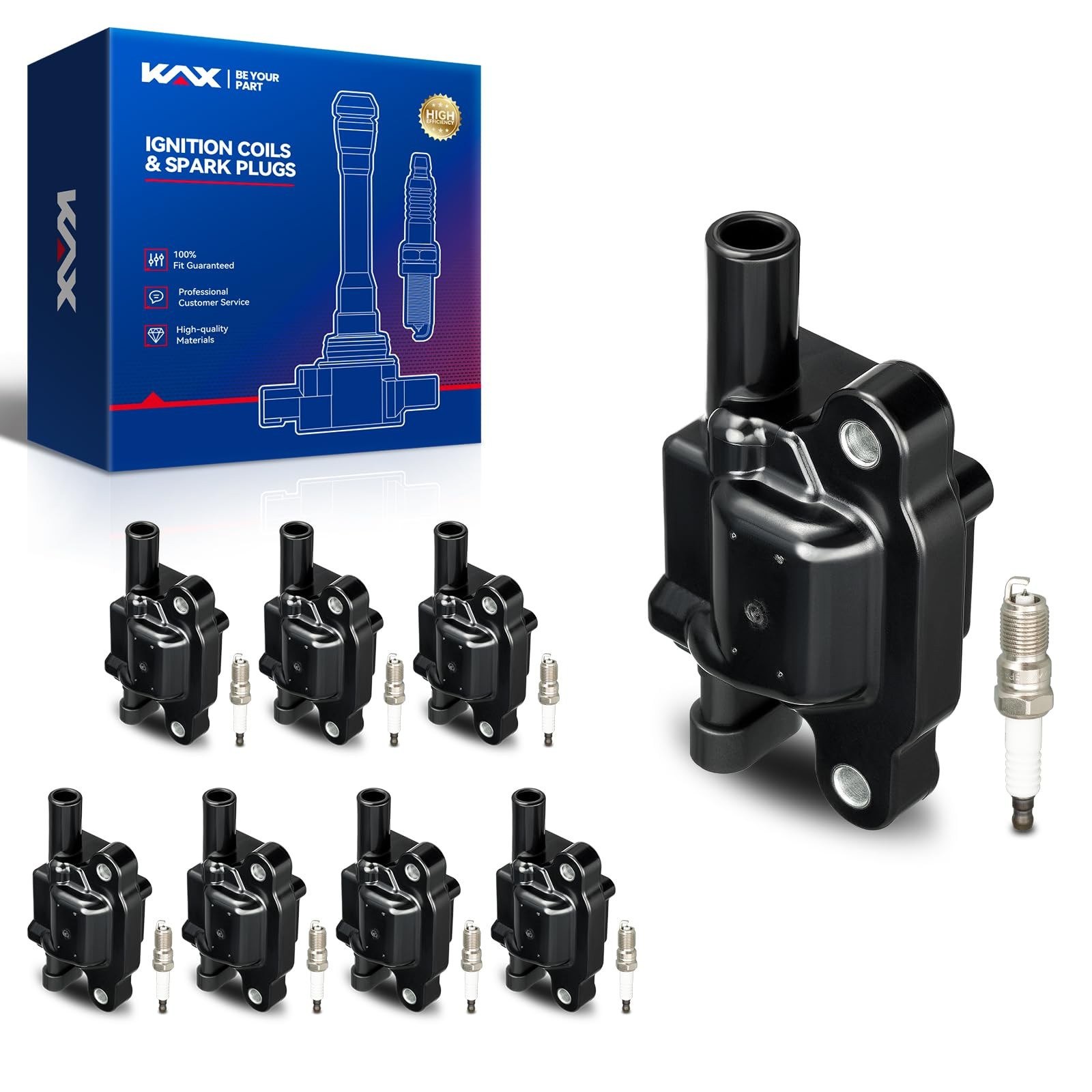 8Pcs Ignition Coils & Double Iridium Spark Plugs for Select GM & Chevy V8 Trucks