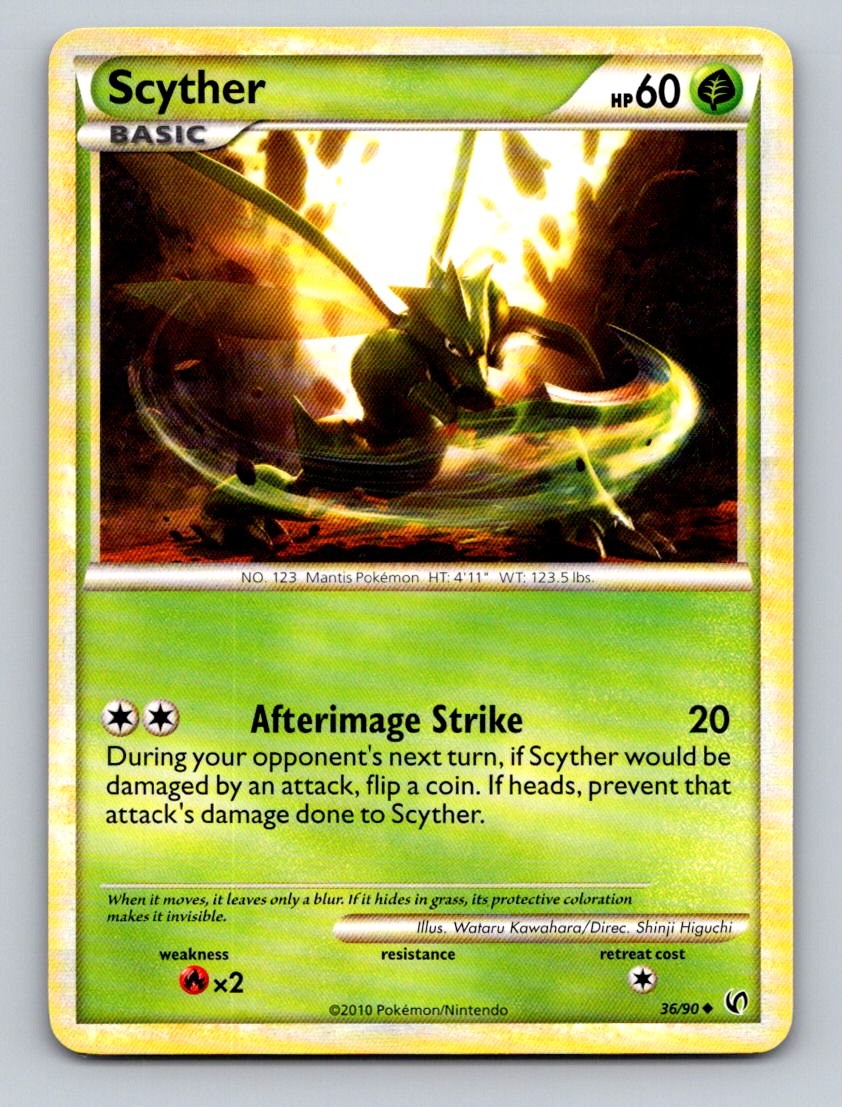 Scyther 36/90 Uncommon HGSS Undaunted Pokemon Moderately Played