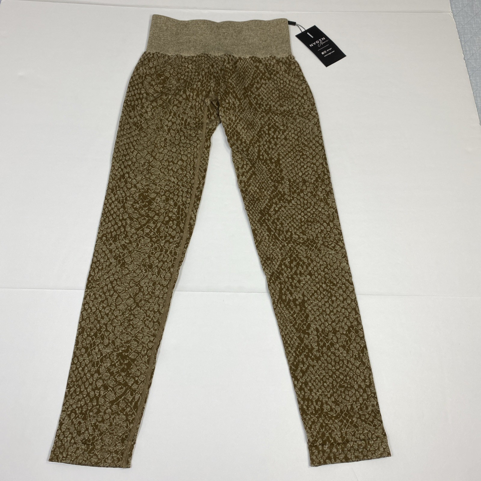 NWT NVGTN Womens Small Wild Things Mocha Snakeskin Seamless Leggings Brown