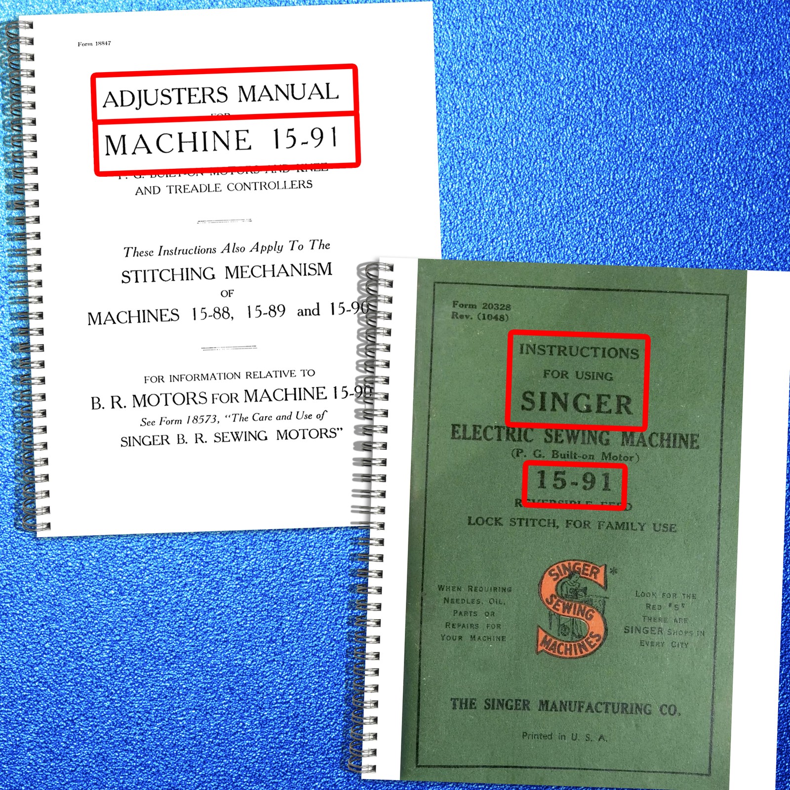 SINGER SINGER 15-91 Service and Instruction Manual BUNDLE - WIRE BOUND - COVERS
