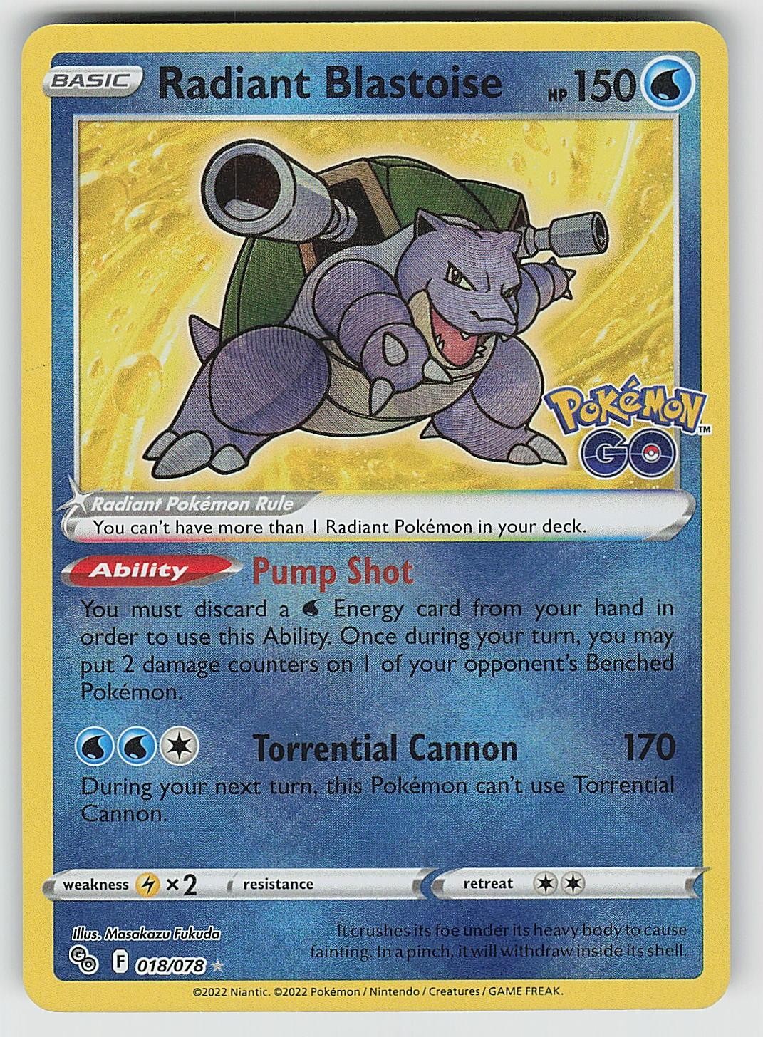 Radiant Blastoise 018/078 Radiant Pokemon GO Pokemon Holo NM Radiant Blastoise 018/078 Radiant Pokemon GO Pokemon Holo NM