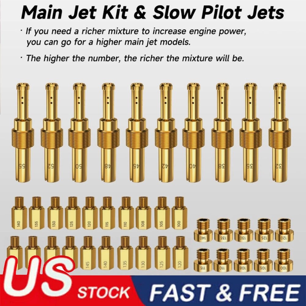 40Pcs Carburetor Jet Kit for PWK Keihin OKO CVK KOSO Crab,Pilot and Main Jets