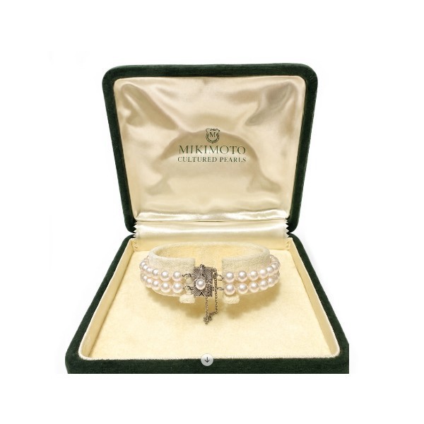 Vintage Mikimoto Sterling Silver Pearl Double Strand Bracelet Vintage Mikimoto Sterling Silver Pearl Double Strand Bracelet