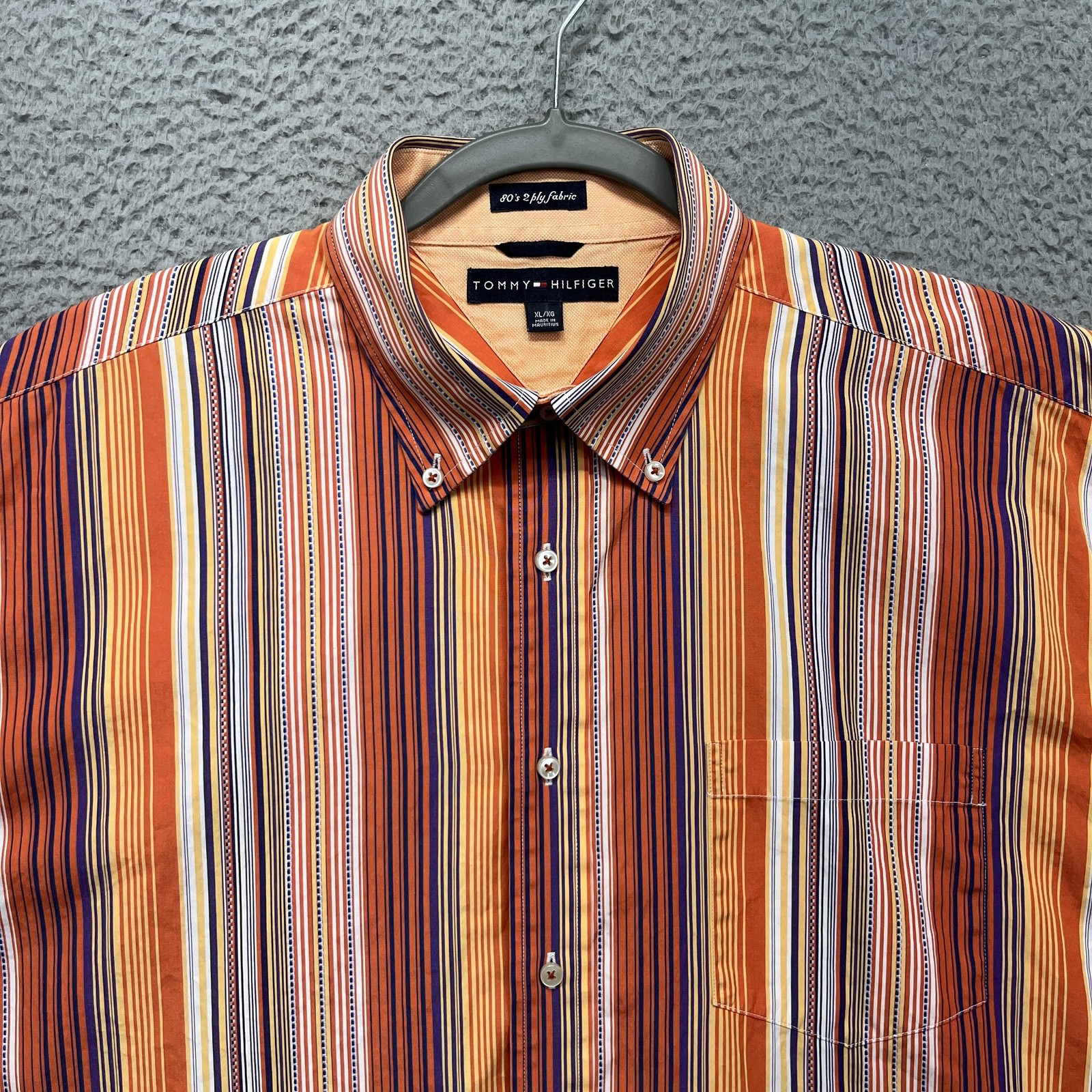 Vintage Tommy Hilfiger Shirt Mens XL Multi Stripe Long Sleeve Button Down 00s