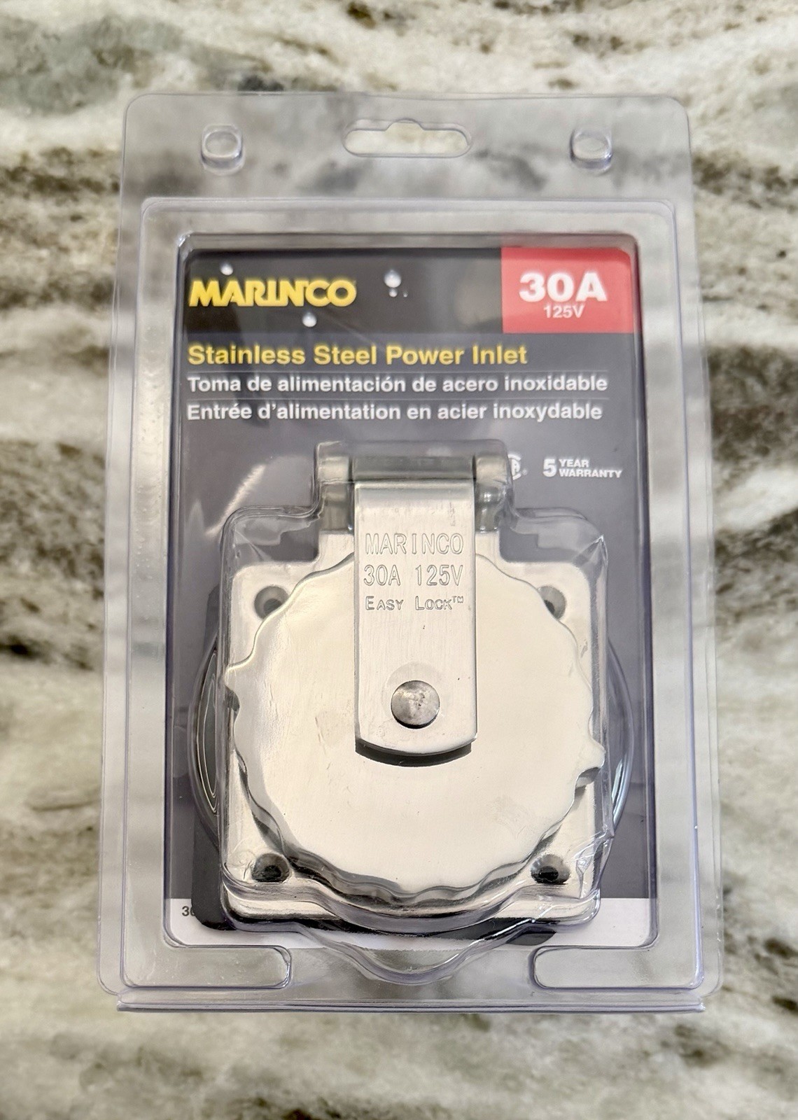 Marinco 30A 125V Stainless Steel Power Inlet Easy Lock 303SSEL-B Marine New Marinco 30A 125V Stainless Steel Power Inlet Easy Lock 303SSEL-B Marine New