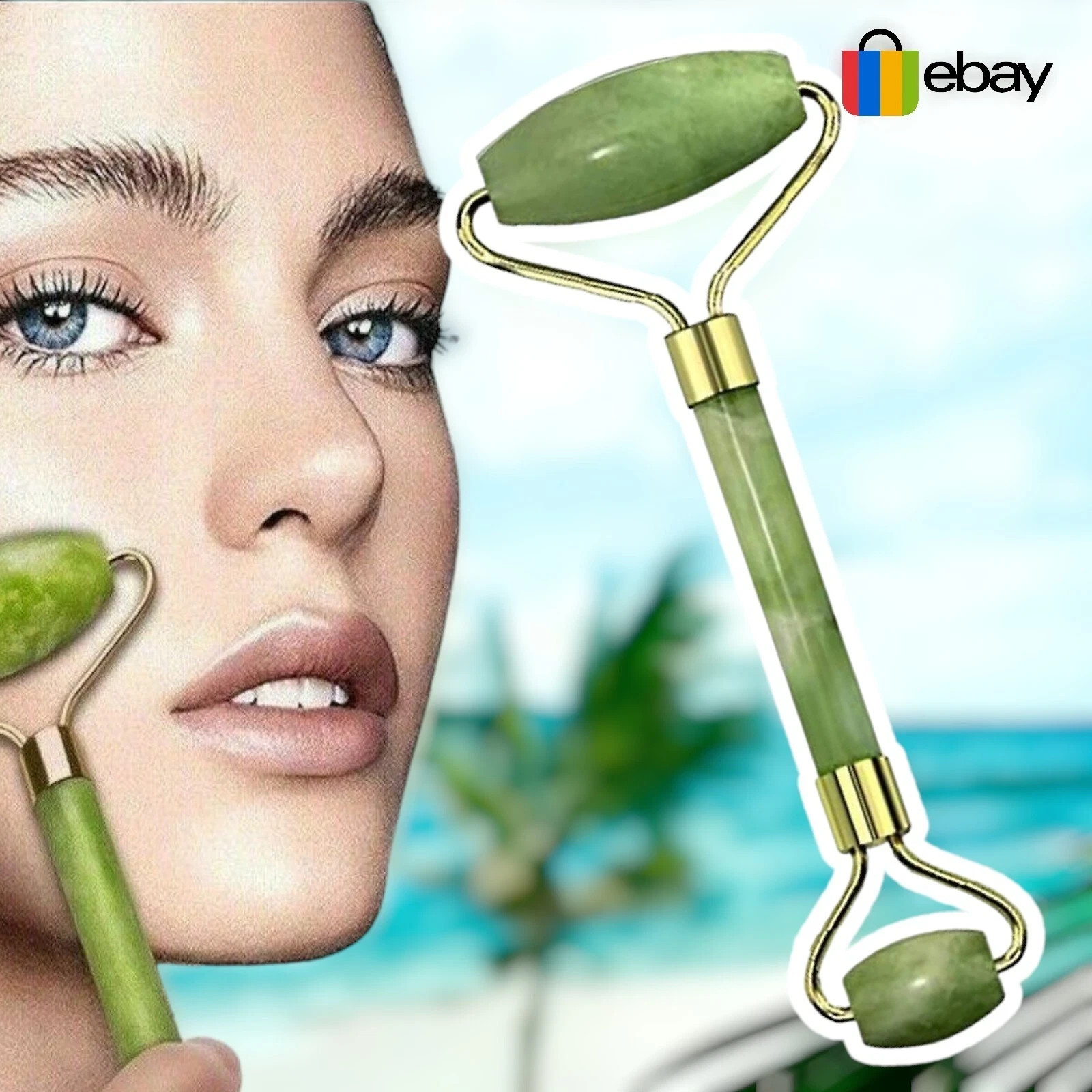 Jade Roller Face Massage Beauty Tool Facial Eye Neck Body Anti Ageing Therapy UK