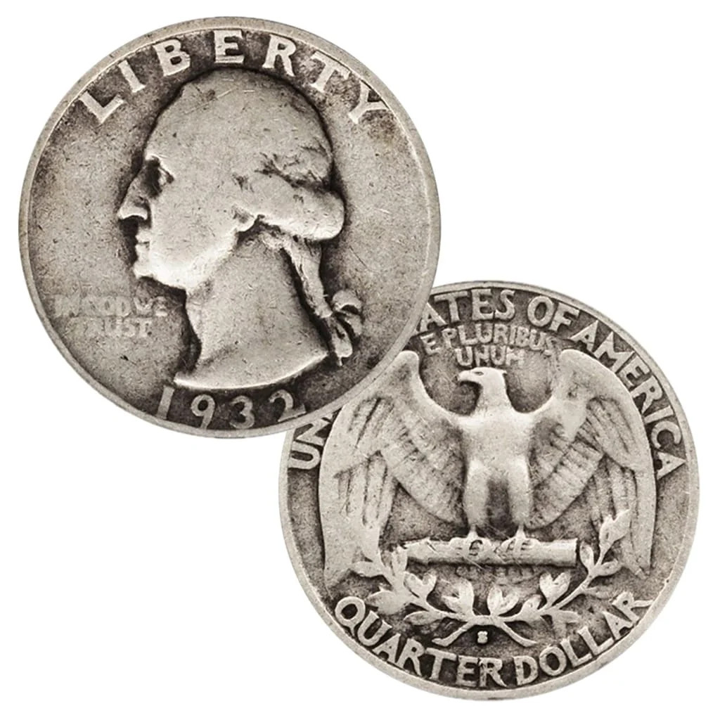 USA 90% Silver Washington Quarters 25c Coin - Unit