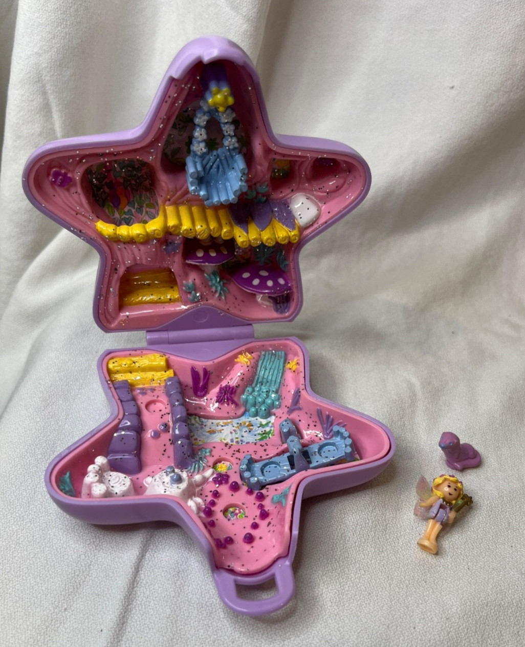 Vintage 1992 Polly Pocket Fairy Fantasy Purple Star Bluebird 2 Figures COMPLETE