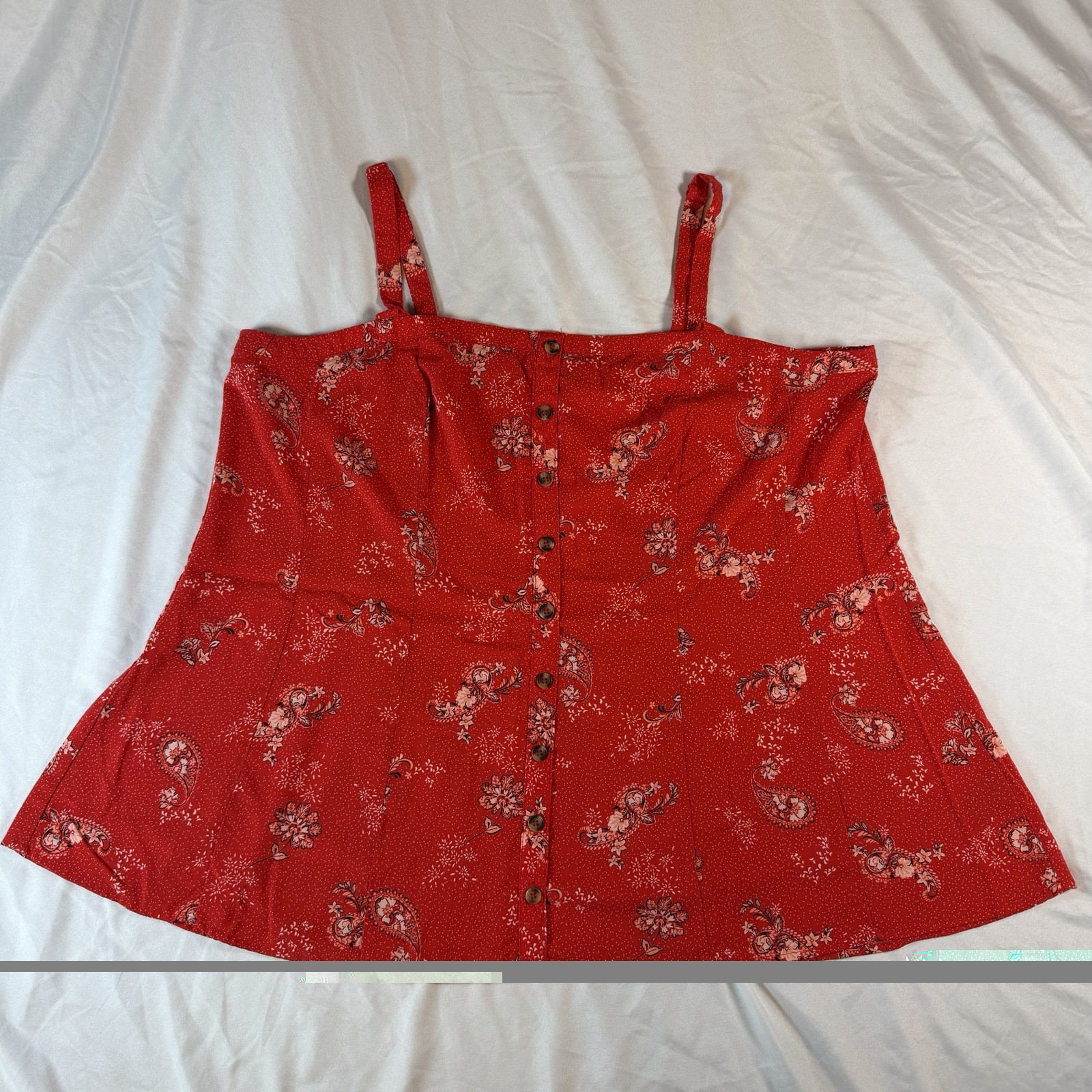 Torrid Adjustable Button Down Tank Top Women’s Size 1 Red Floral Lightweight