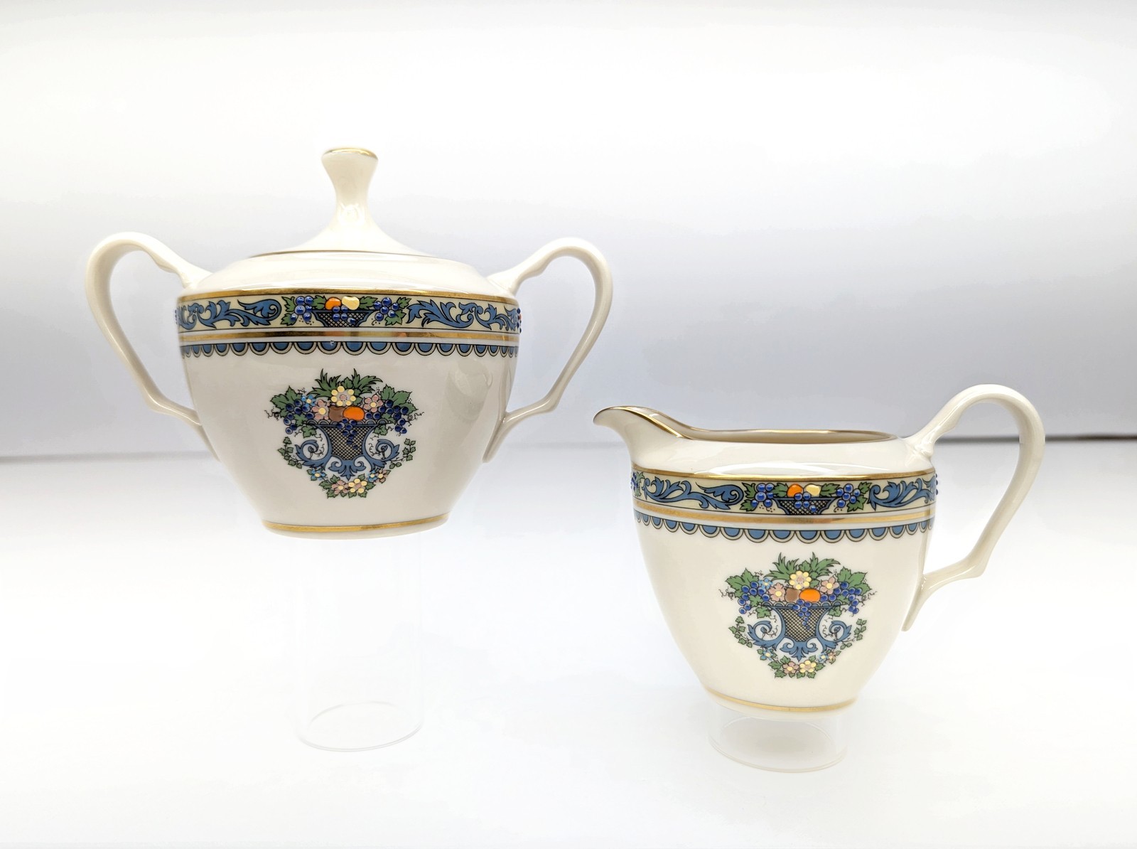Vintage Lenox Autumn Creamer Sugar Bowl Lid Set Gold Backstamp USA Presidential