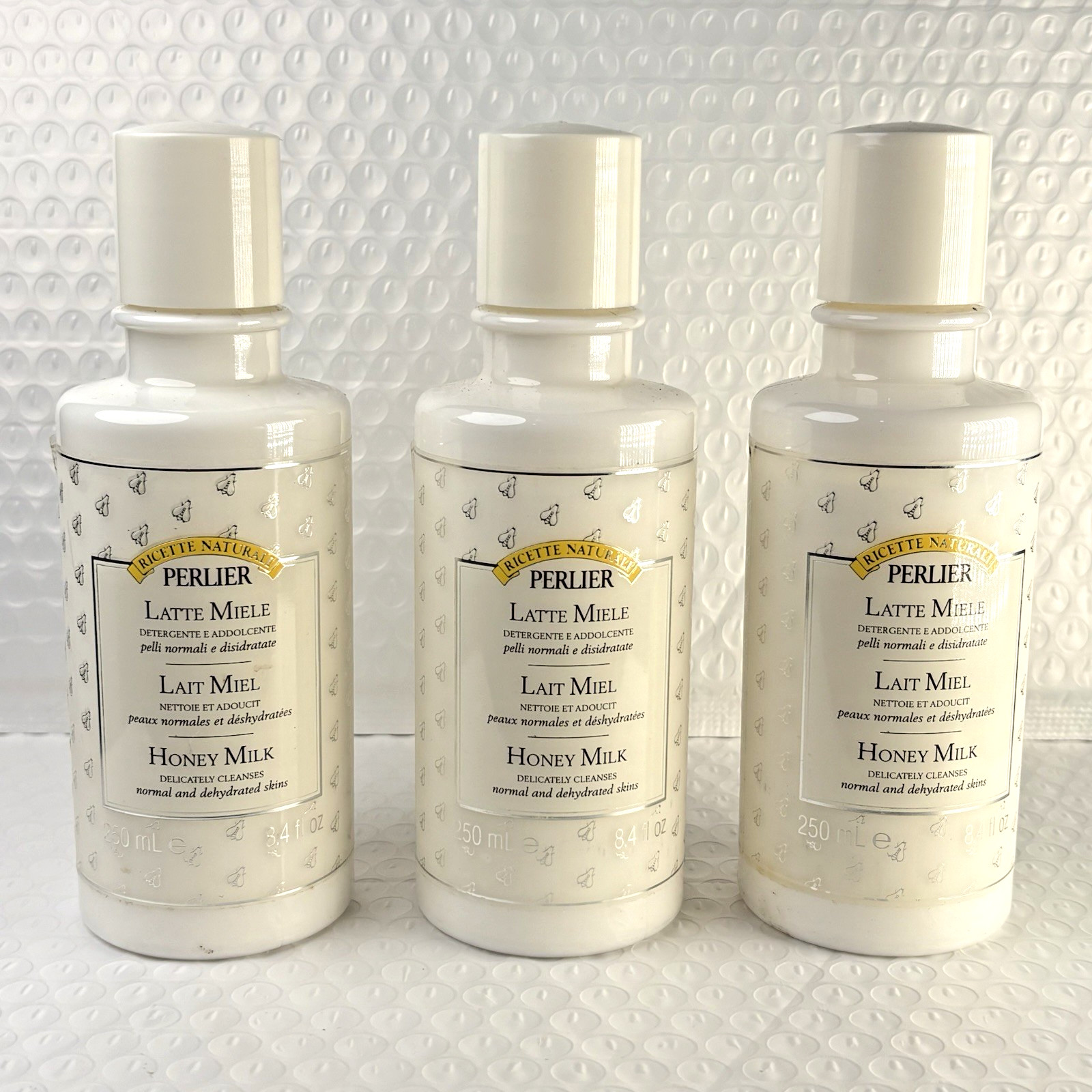 Perlier Honey Milk Lait Miel Cleanser Set 3x 250ml Sensitive Skin Made in Italy