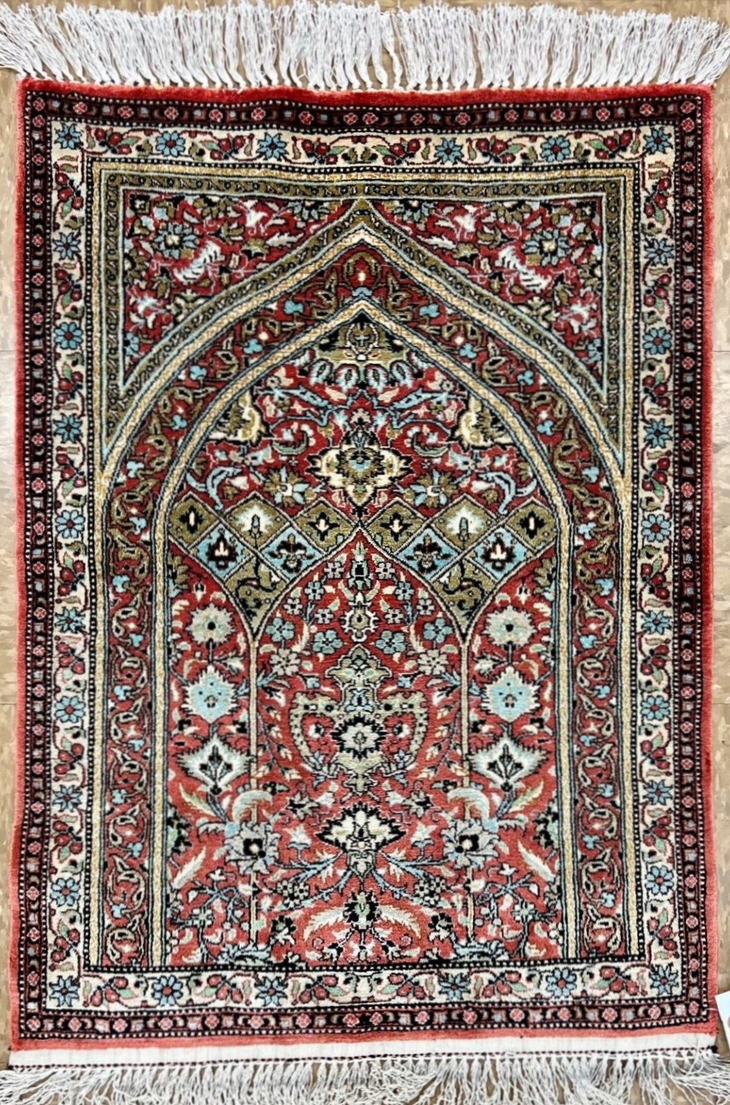 Antique Vintage 2x3 Silk Hand Knotted Oriental Area Rug Rust Mint Unused Boho