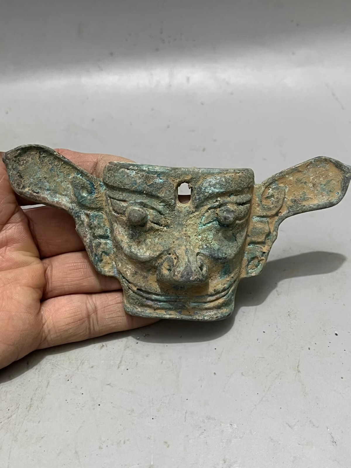 China Old Bronze, be unearthed collectibles,From Countryside Orcish Mask Statue