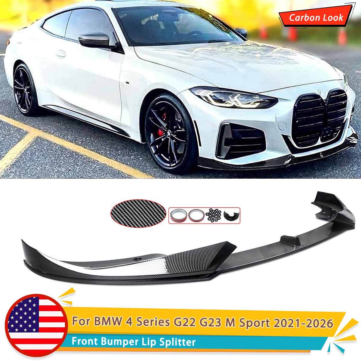 AC Style Front Lip Splitter For BMW 4 Series 2021-2026 G22 G23 430i M440i 2-Door AC Style Front Lip Splitter For BMW 4 Series 2021-2026 G22 G23 430i M440i 2-Door