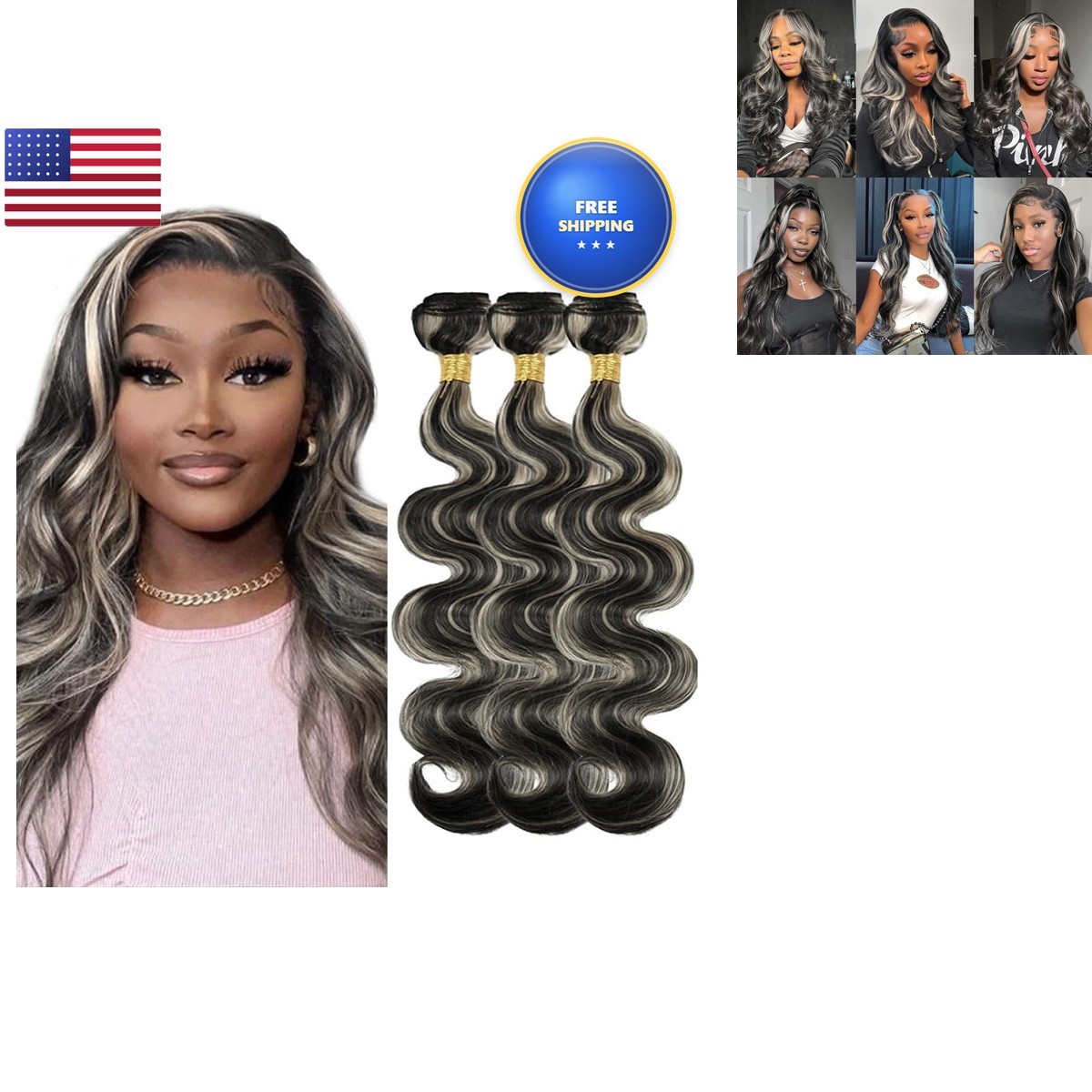 YOUNGHANN 24 26 28 Inch Human Hair P1b/613 Blonde Body Wave Brazilian Virgin
