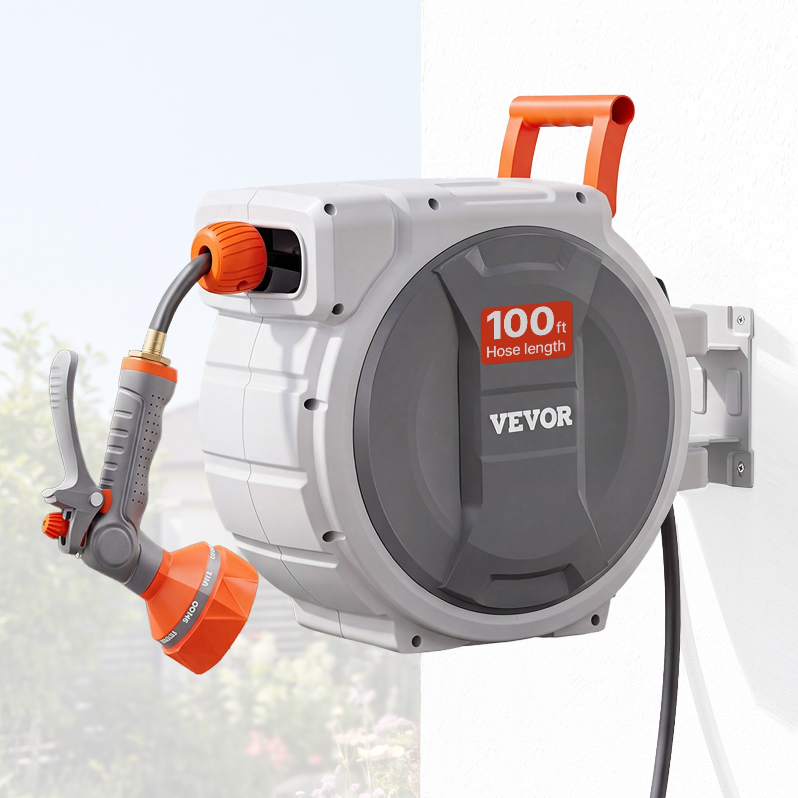 VEVOR Retractable Garden Hose Reel 5/8 In x 100 ft Wall Mounted Garden Hose Reel