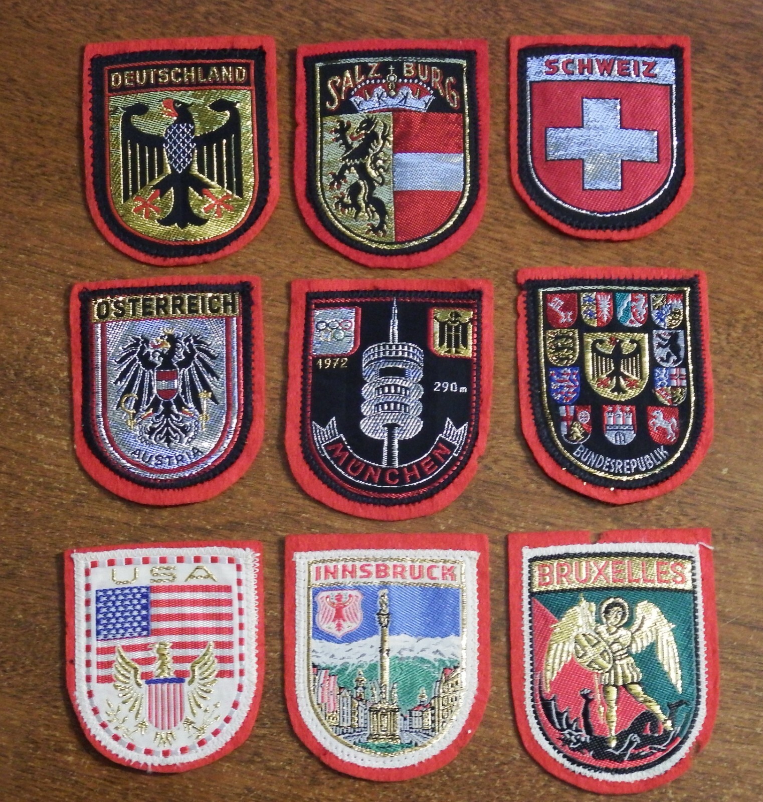 9 VTG Embroidered Felt Shield Patches - Germany VGC 9 VTG Embroidered Felt Shield Patches - Germany VGC