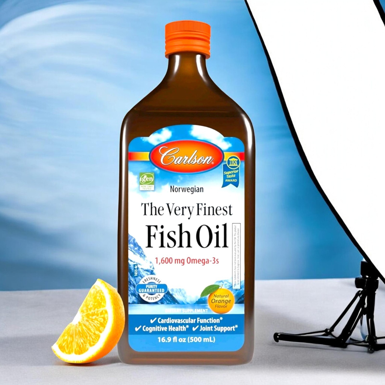 Carlson The Very Finest Fish Oil 1600 mg Omega-3s Liquid Fish Oil Natural Orange