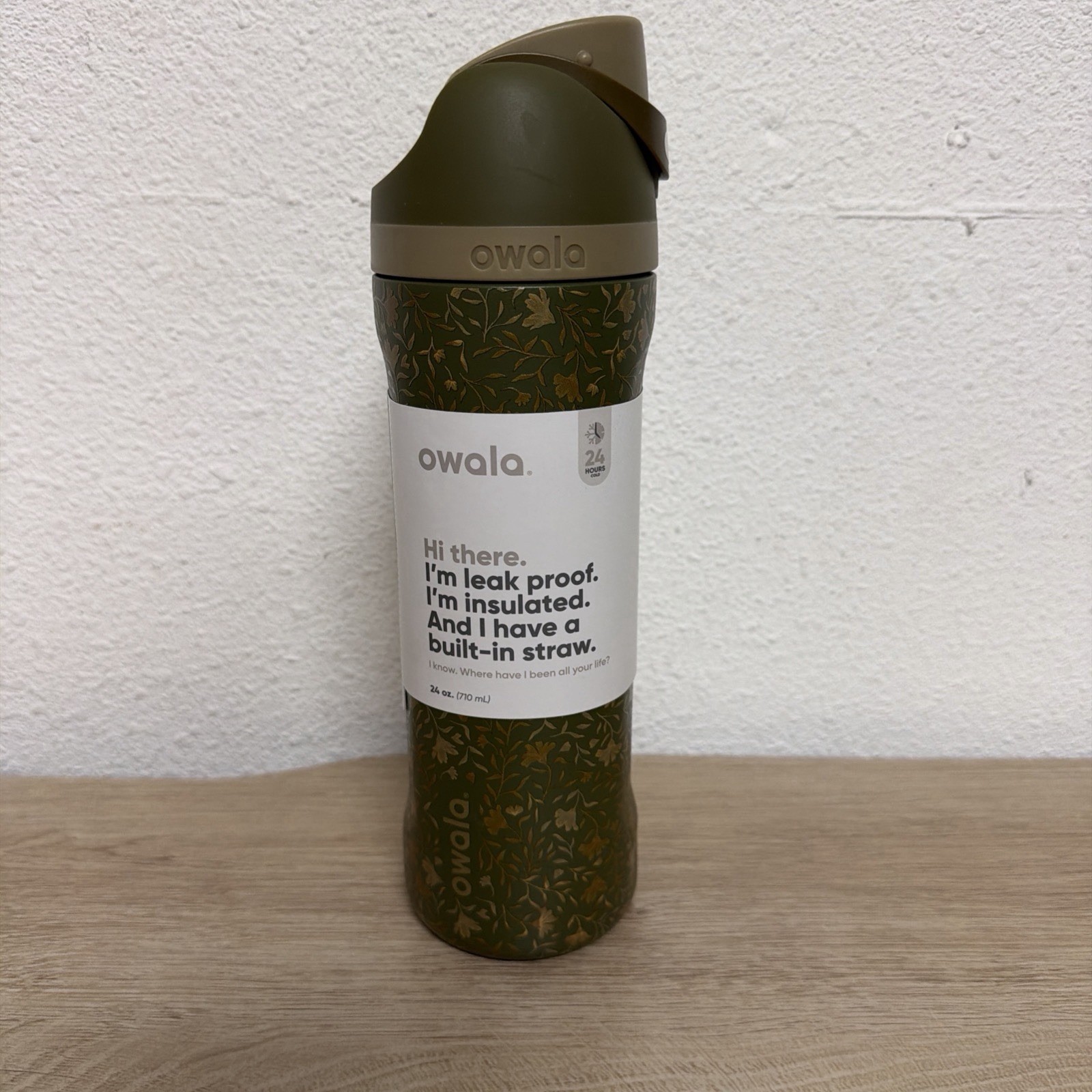 Owala FreeSip 24 oz Wallflower Green Floral Special Edition Water Bottle NEW